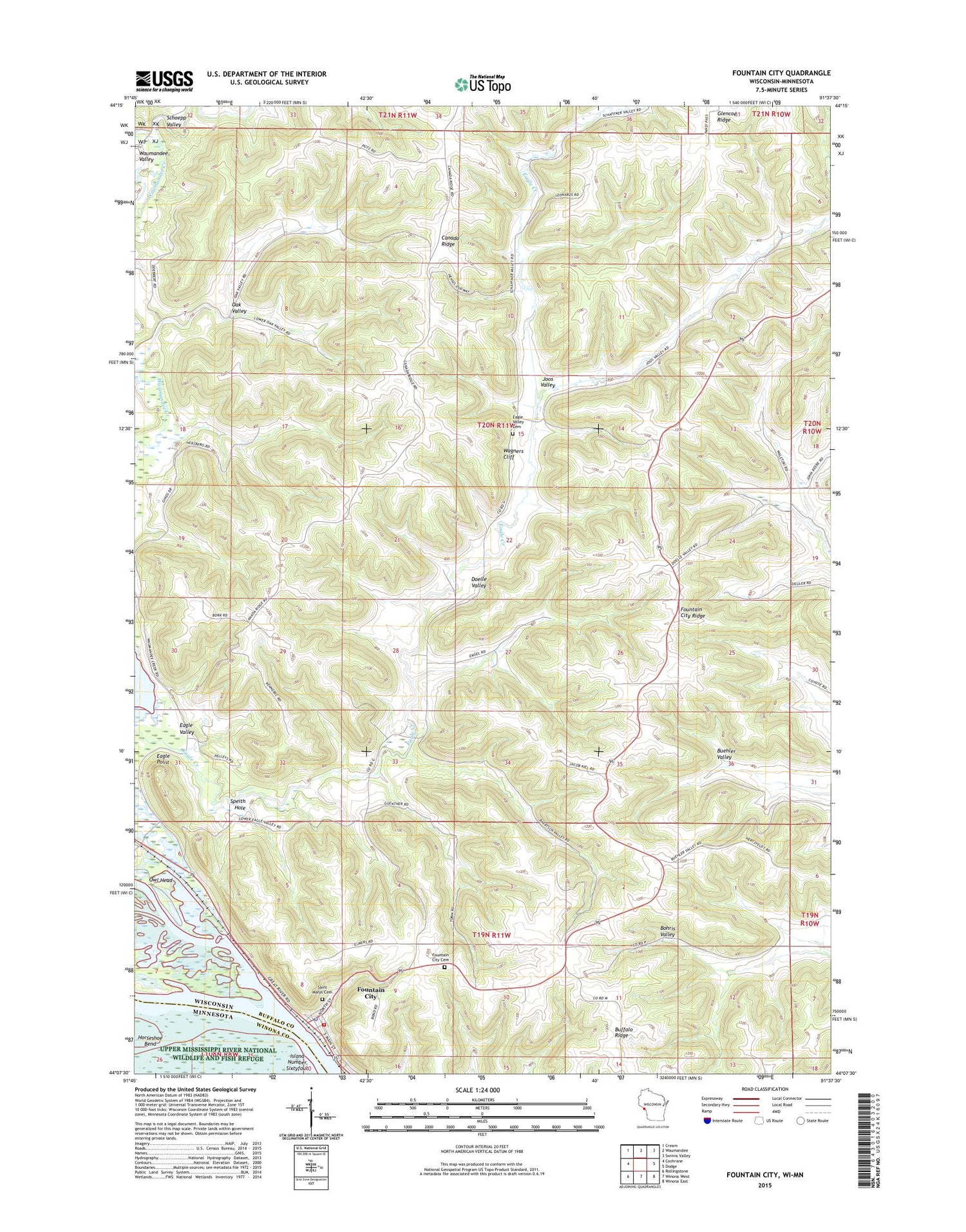 Fountain City Wisconsin US Topo Map Image