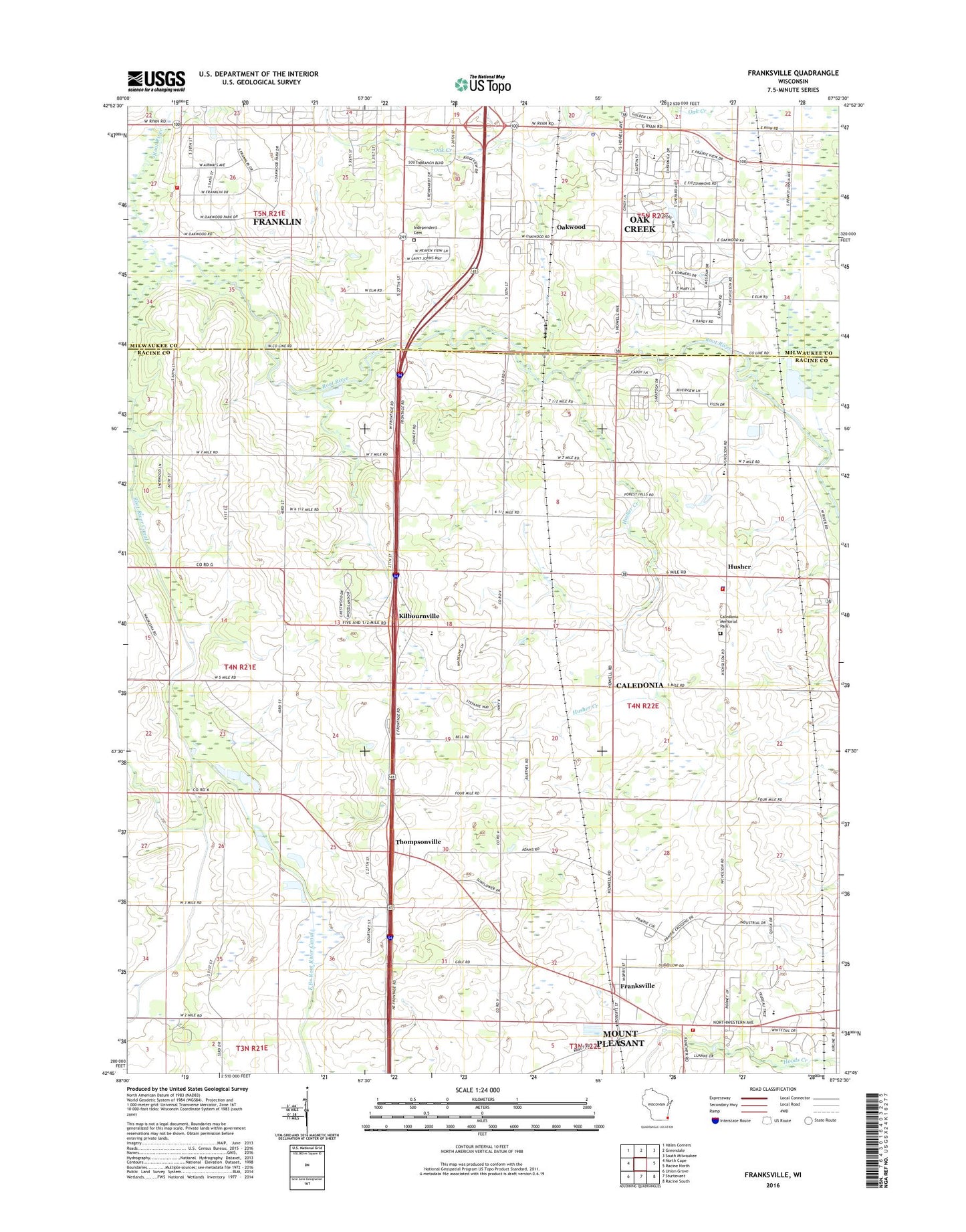 Franksville Wisconsin US Topo Map Image
