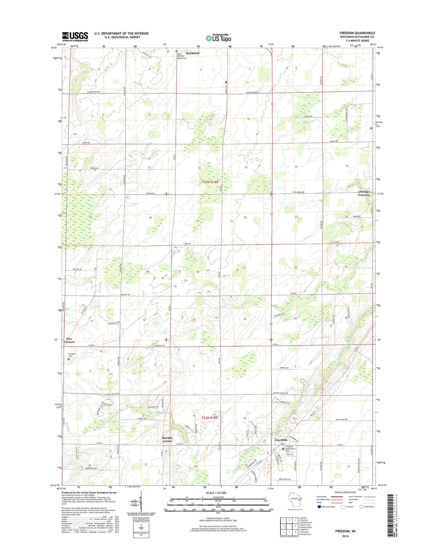 Freedom Wisconsin US Topo Map Image