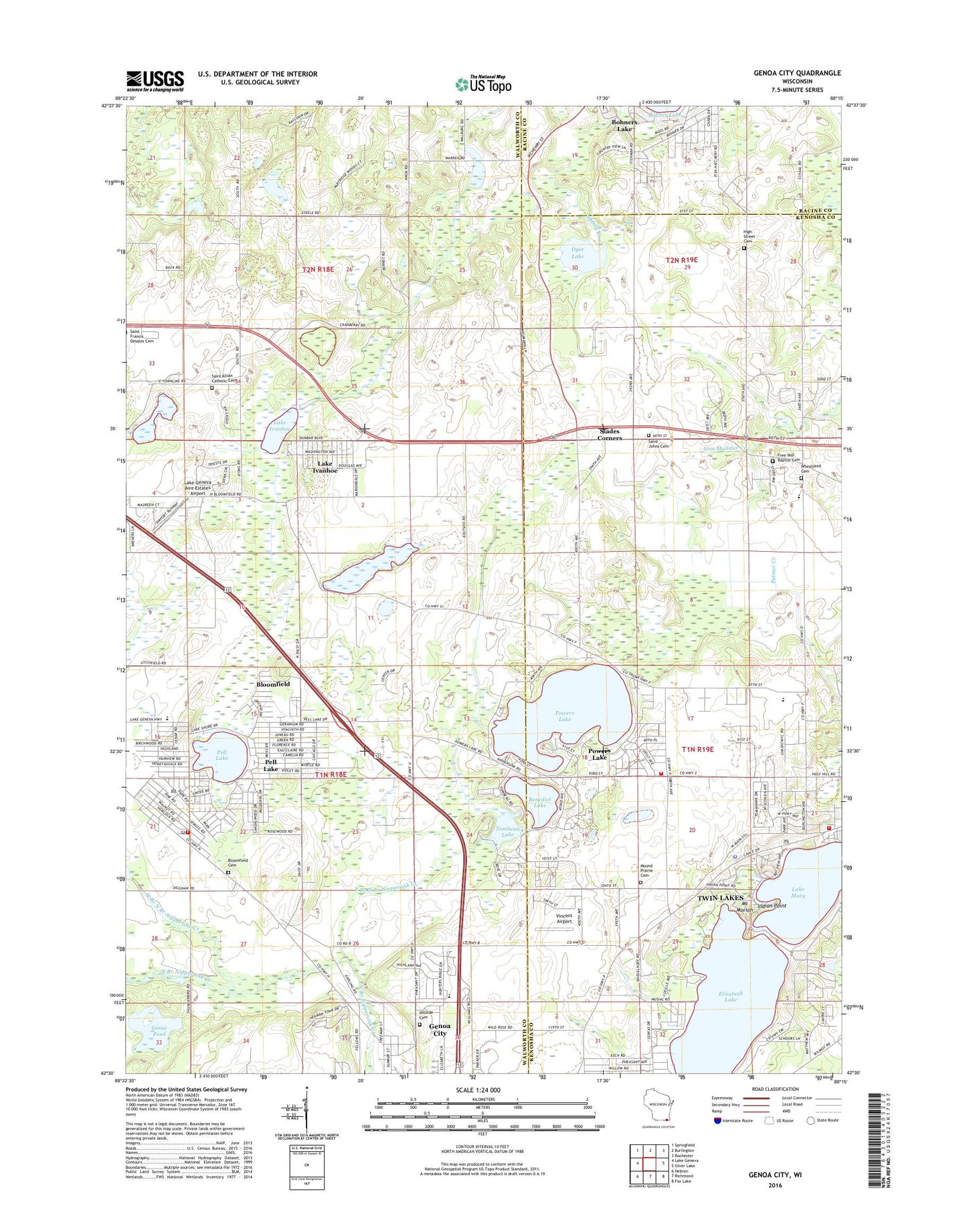 Genoa City Wisconsin US Topo Map Image