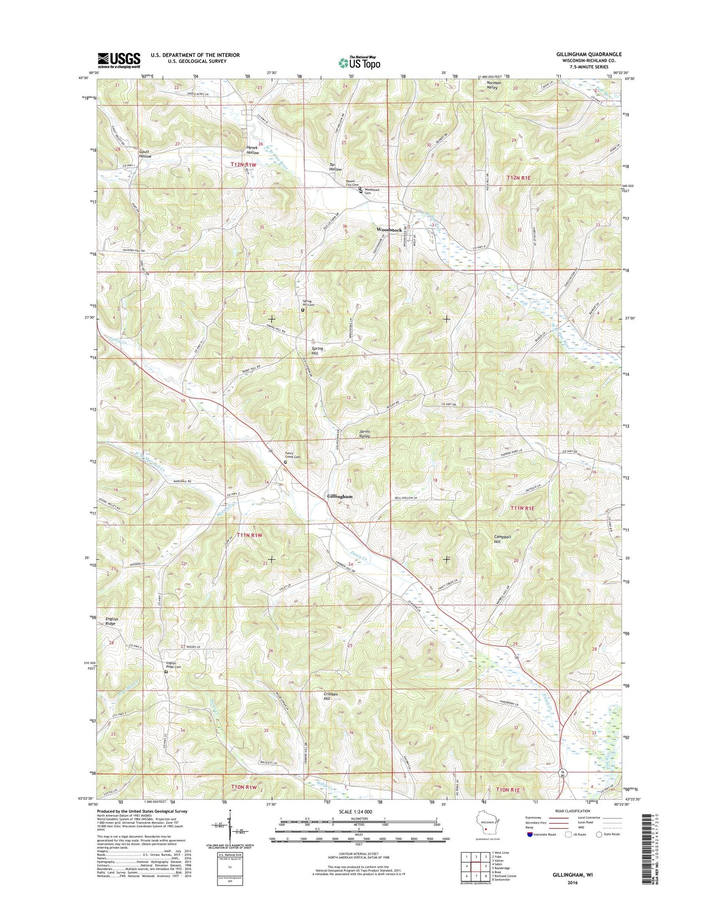 Gillingham Wisconsin US Topo Map Image