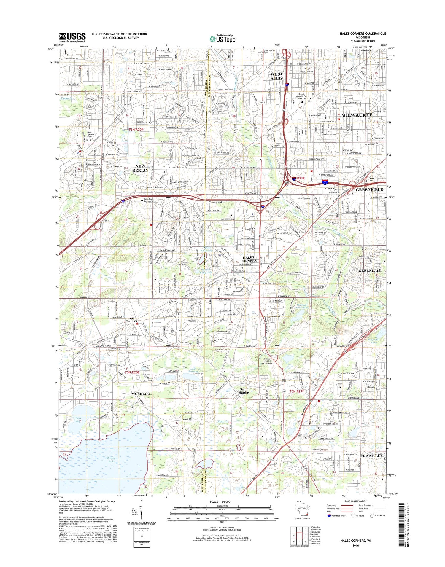 Hales Corners Wisconsin US Topo Map Image