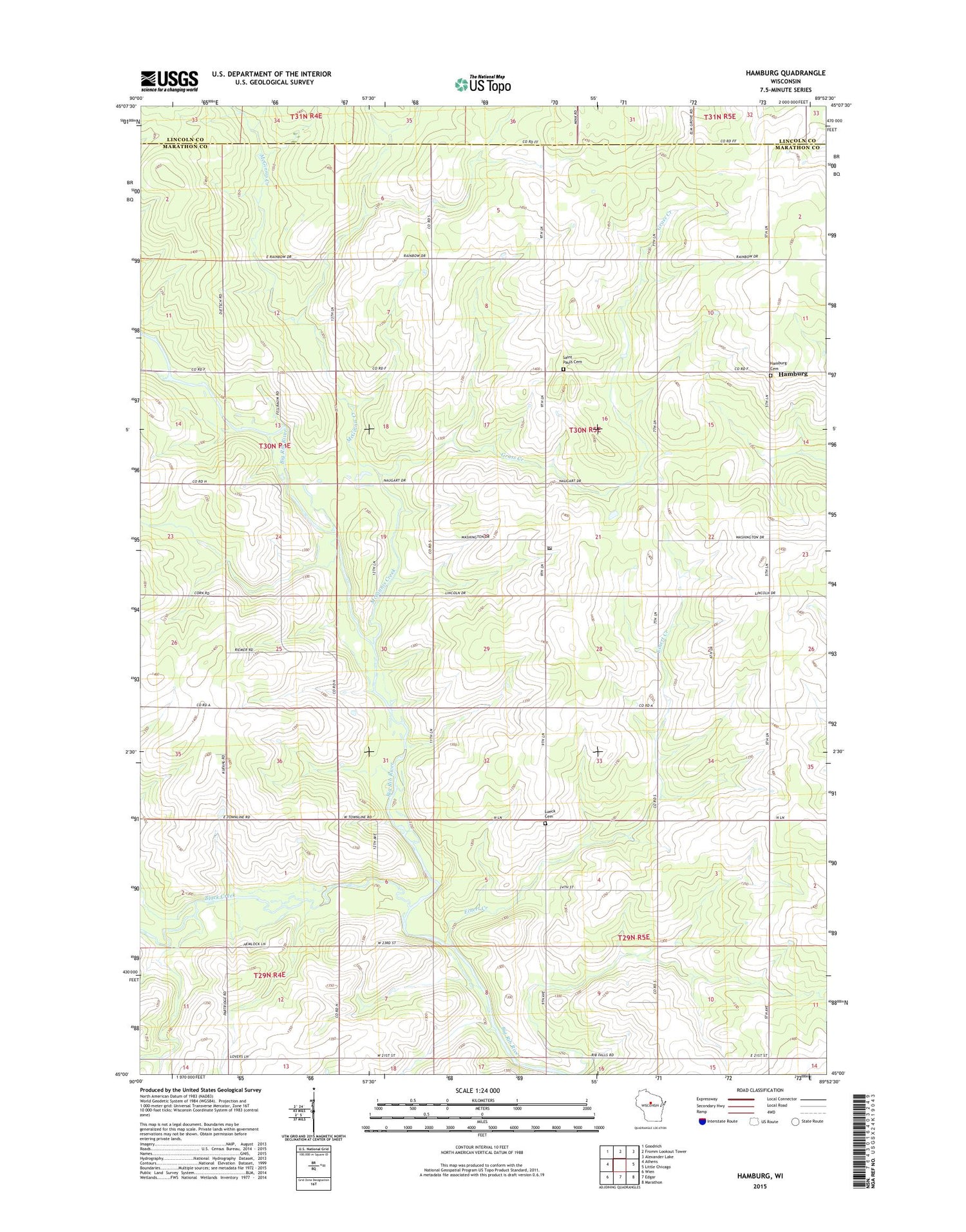 Hamburg Wisconsin US Topo Map Image