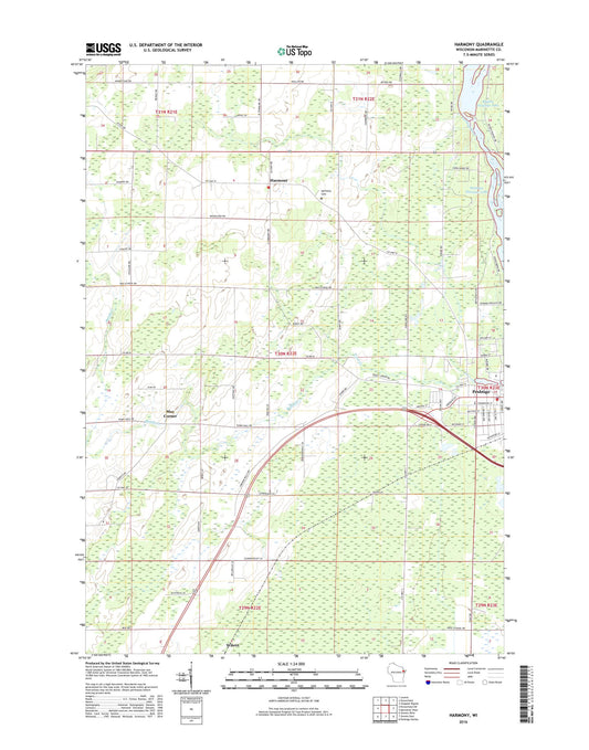 Harmony Wisconsin US Topo Map Image