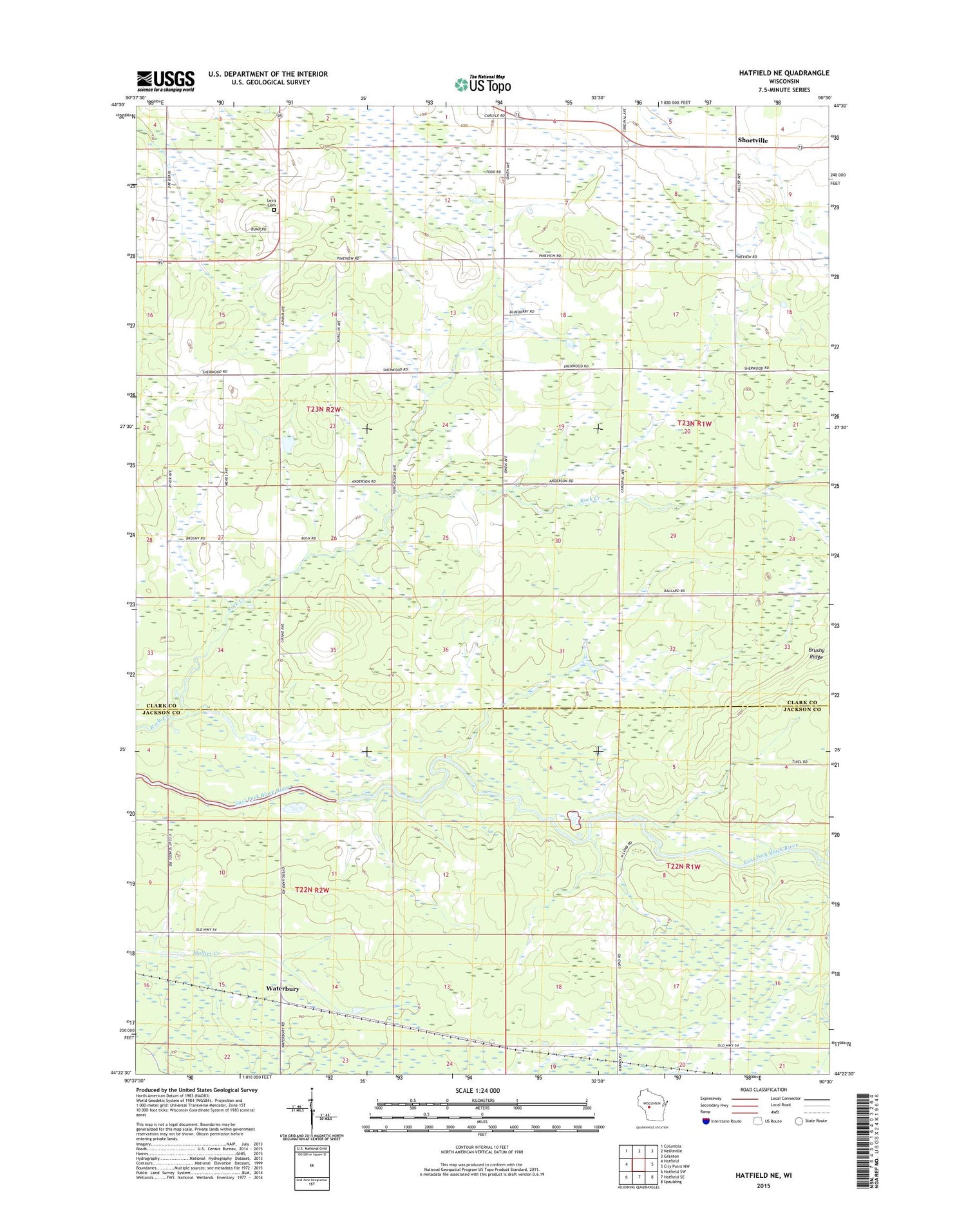Hatfield NE Wisconsin US Topo Map Image
