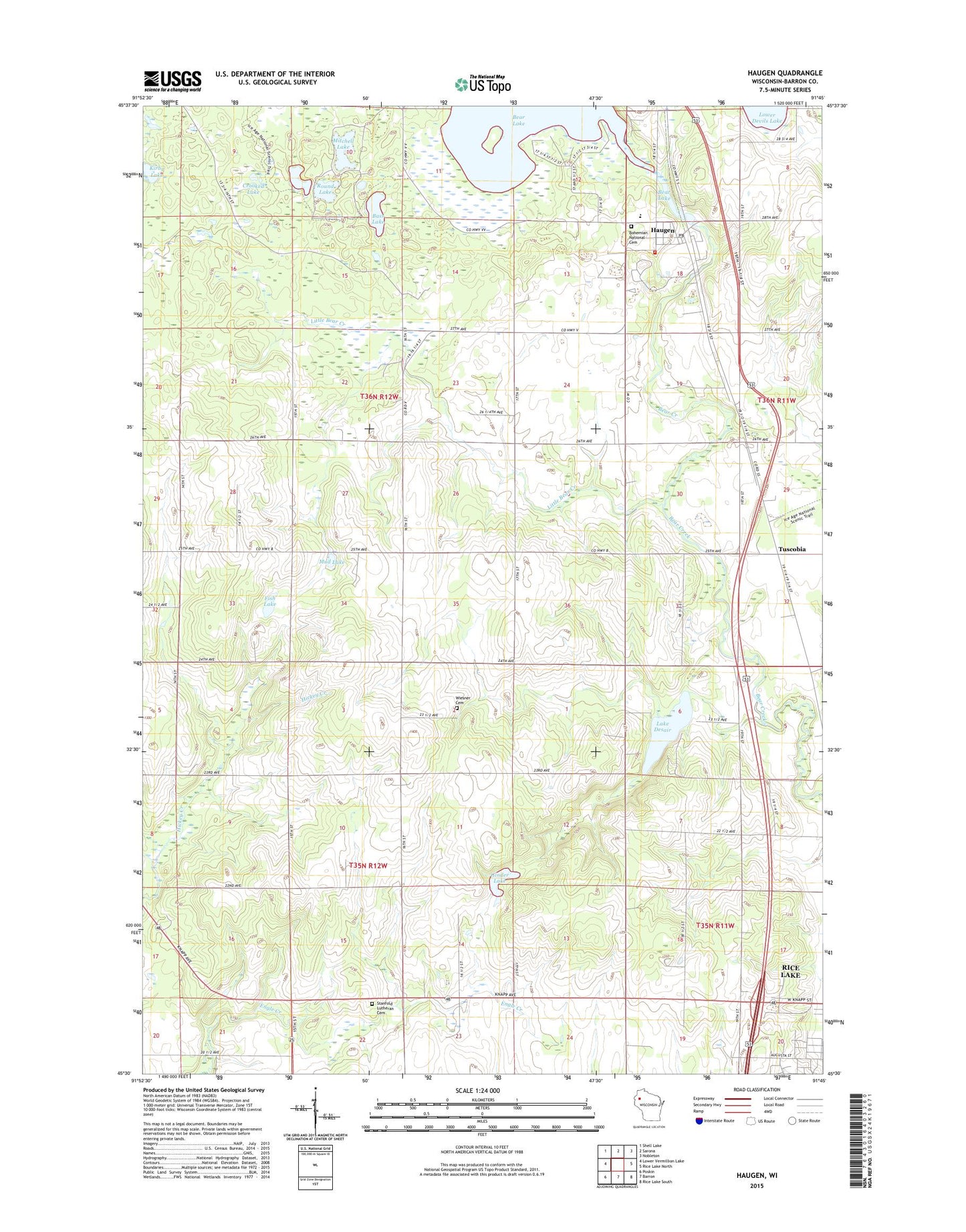 Haugen Wisconsin US Topo Map Image