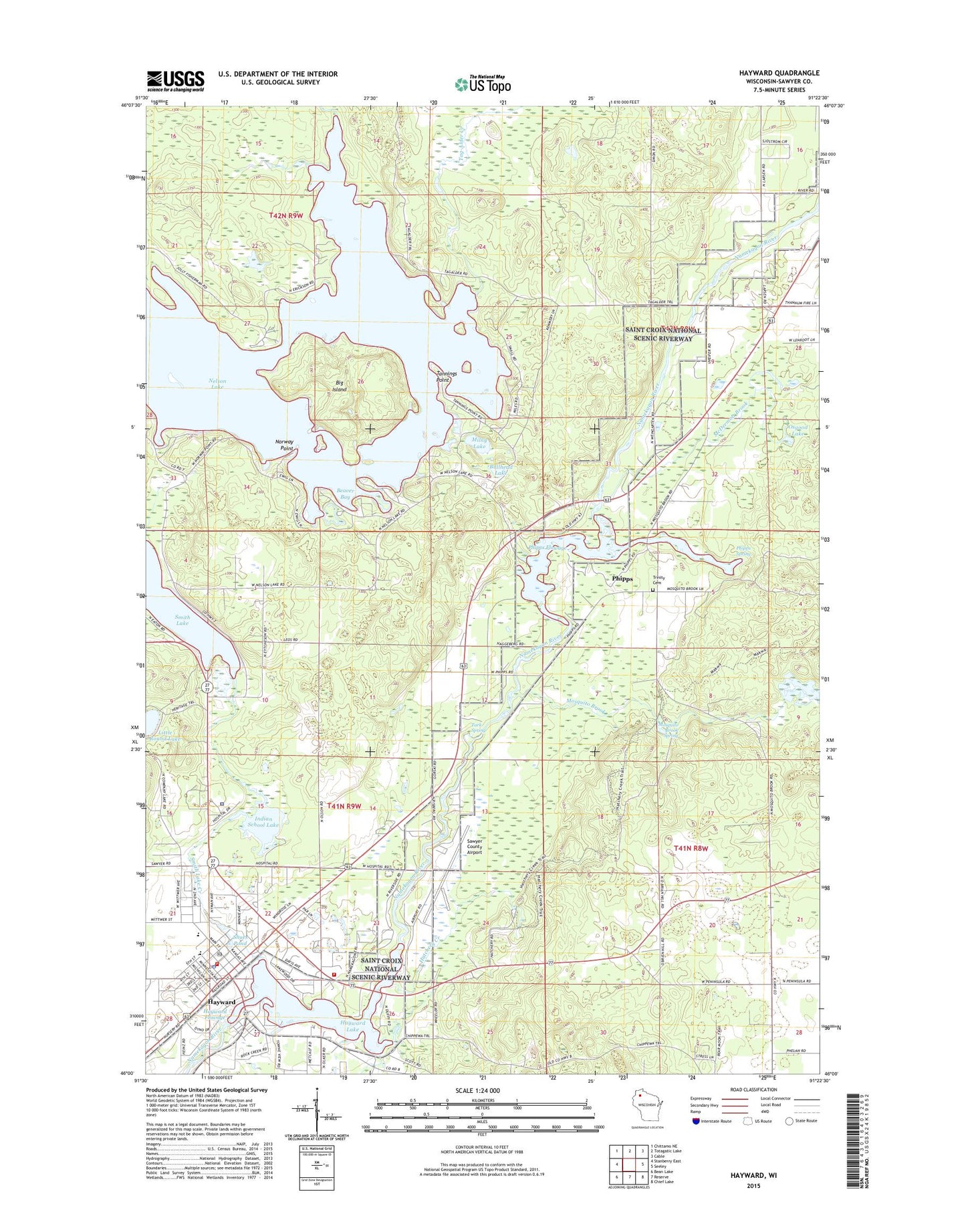 Hayward Wisconsin US Topo Map Image