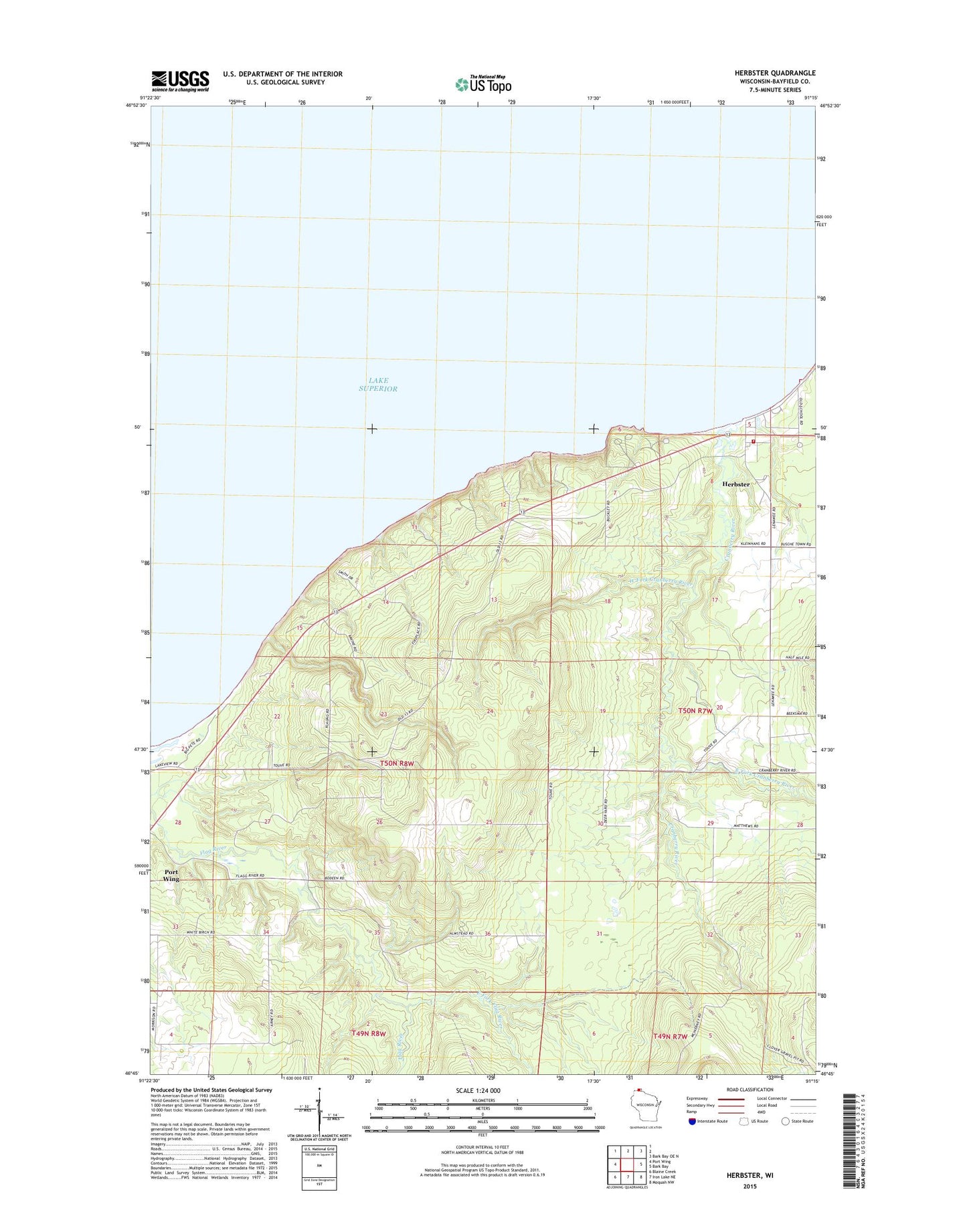 Herbster Wisconsin US Topo Map Image