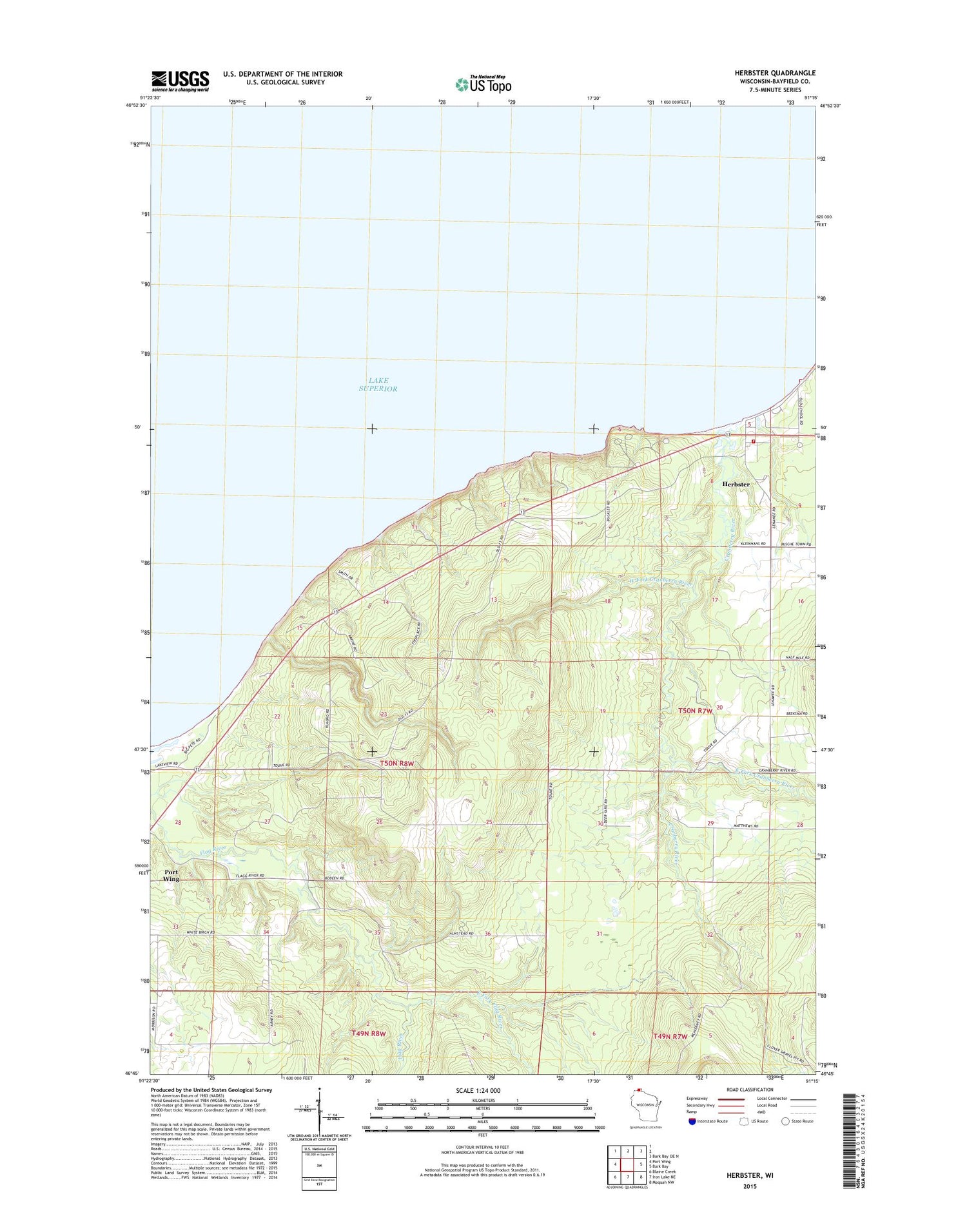 Herbster Wisconsin US Topo Map Image