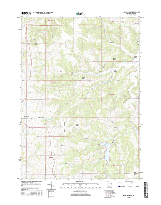 Highland East Wisconsin US Topo Map Image