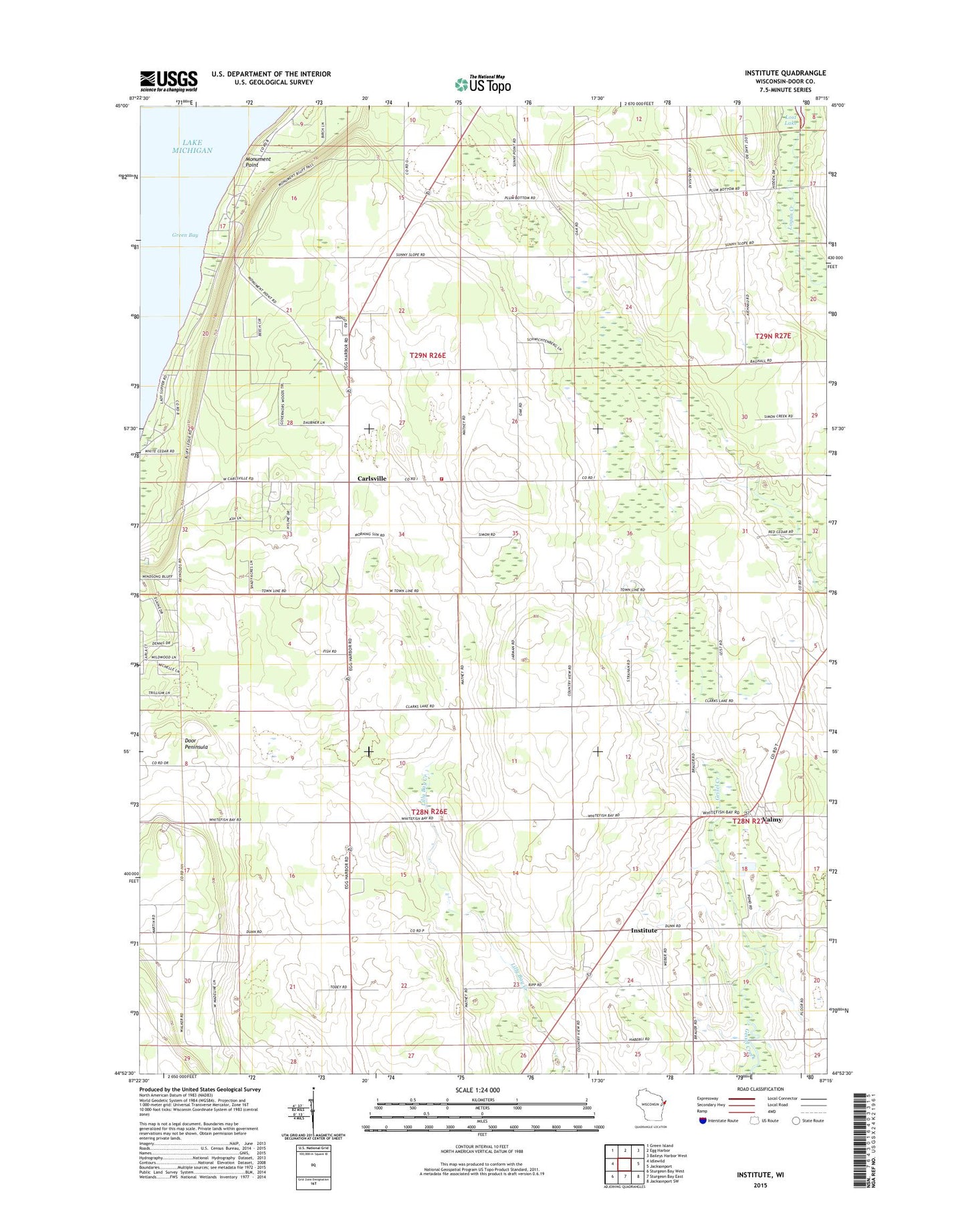 Institute Wisconsin US Topo Map Image