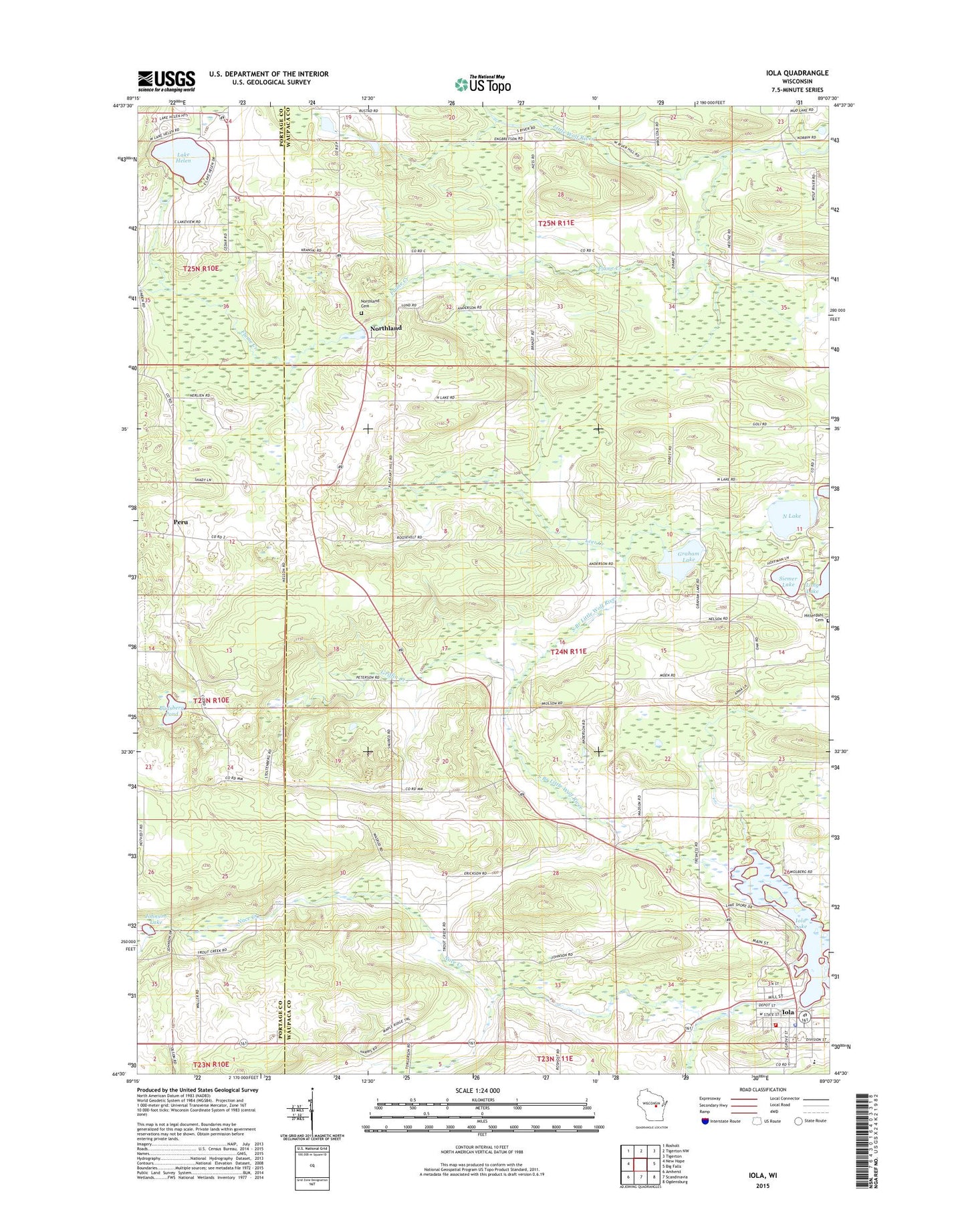 Iola Wisconsin US Topo Map Image