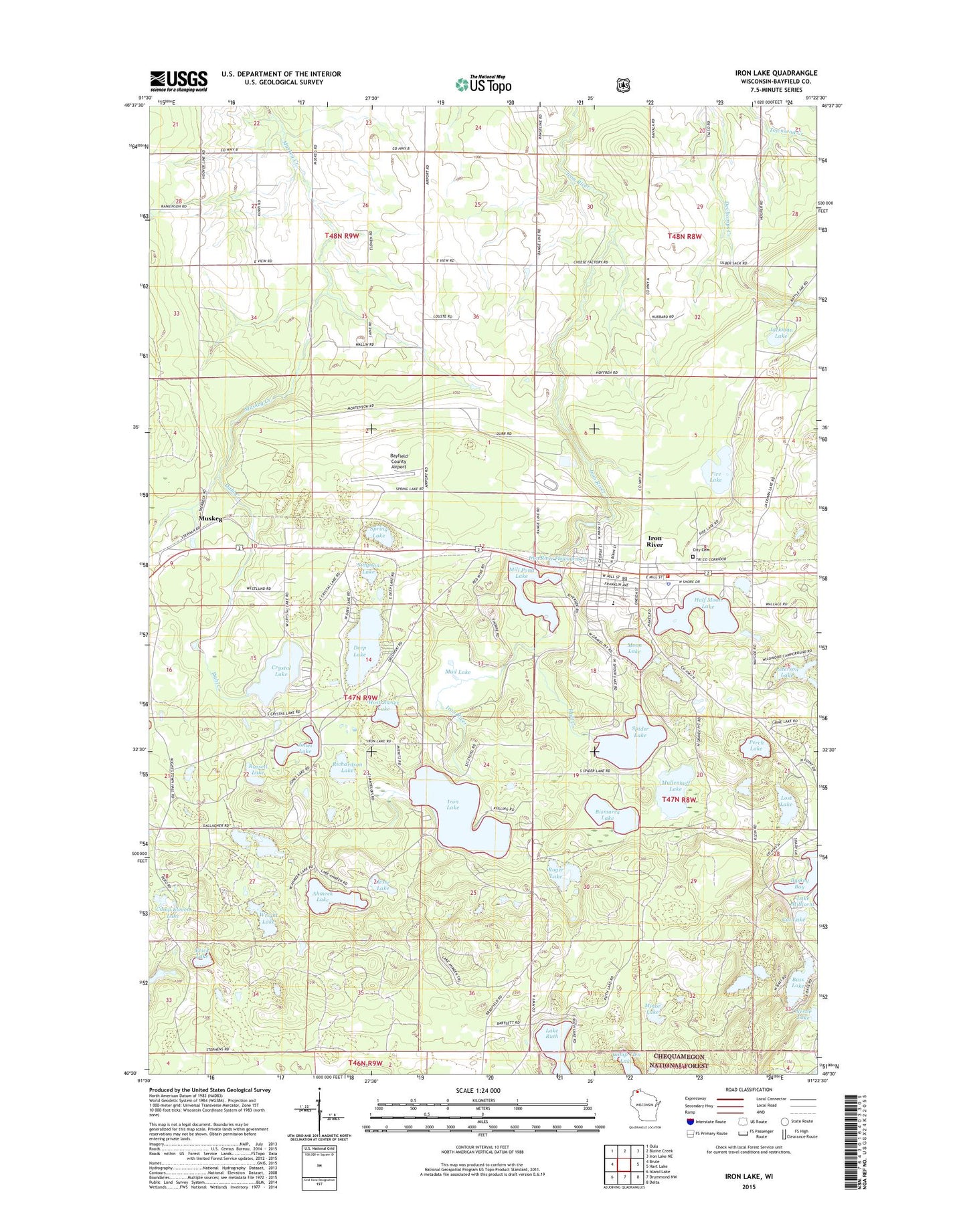 Iron Lake Wisconsin US Topo Map Image