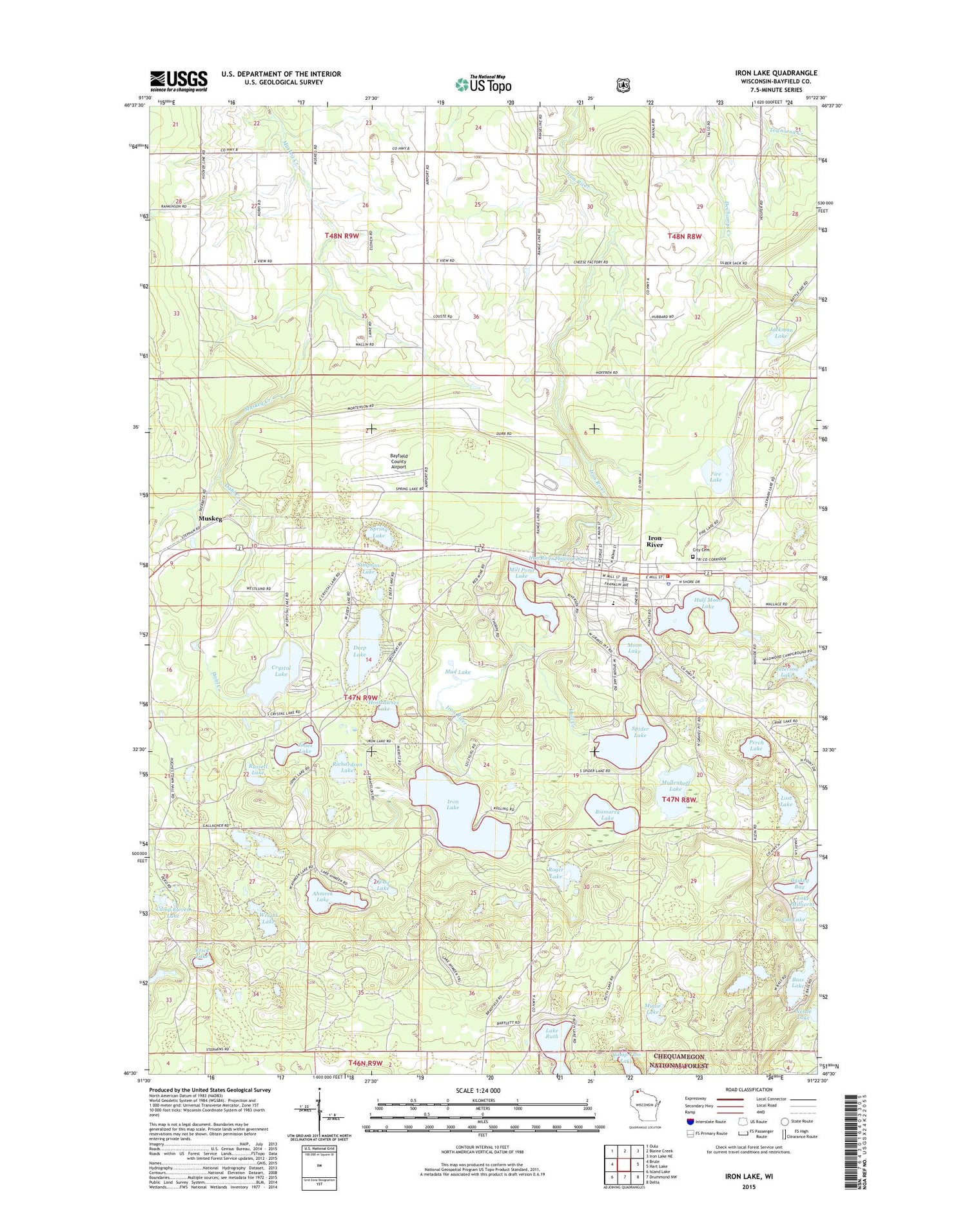 Iron Lake Wisconsin US Topo Map Image