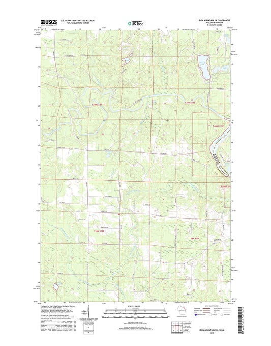 Iron Mountain SW Wisconsin US Topo Map Image