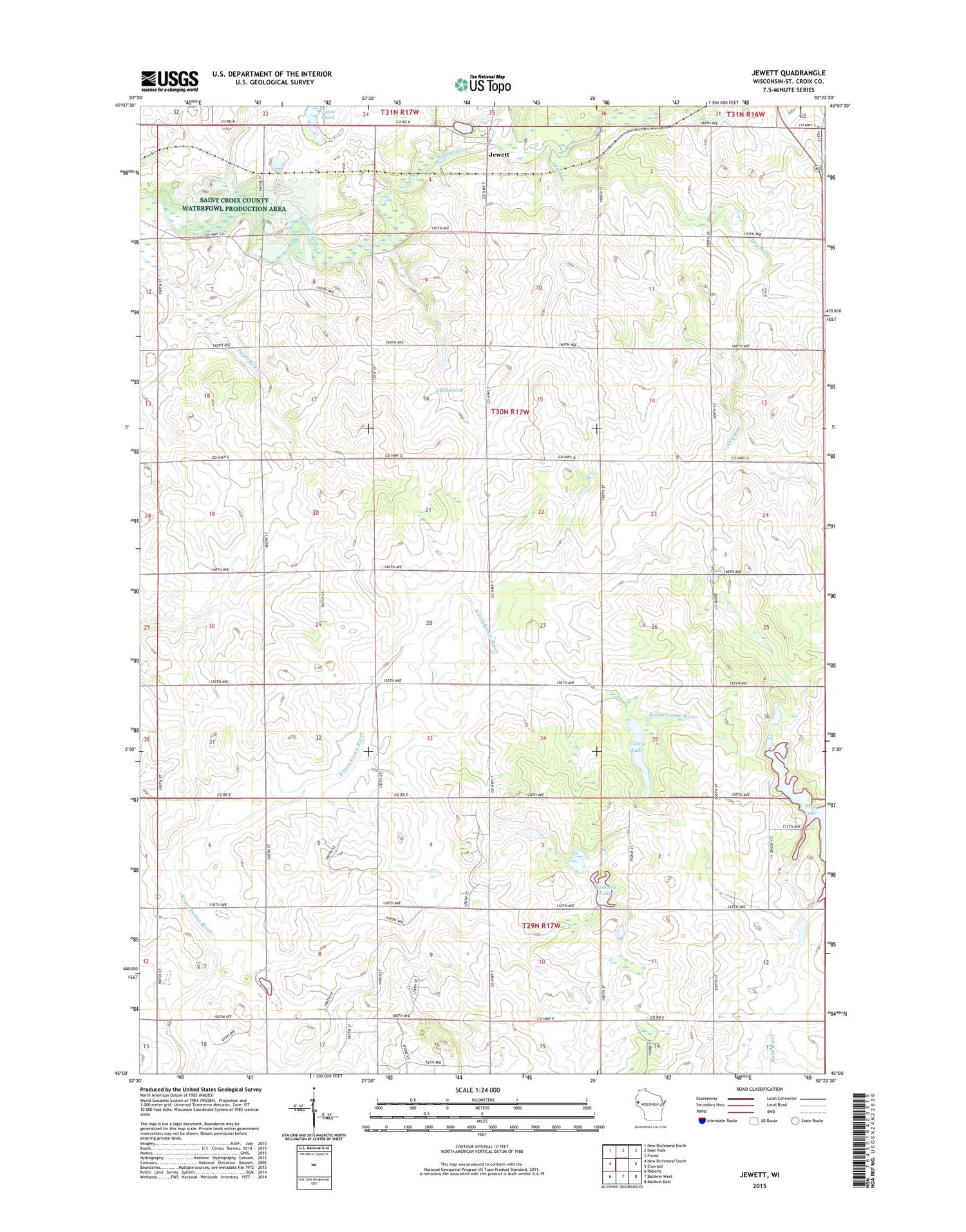 Jewett Wisconsin US Topo Map Image