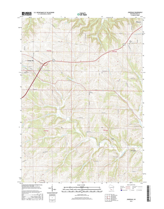 Jonesdale Wisconsin US Topo Map Image