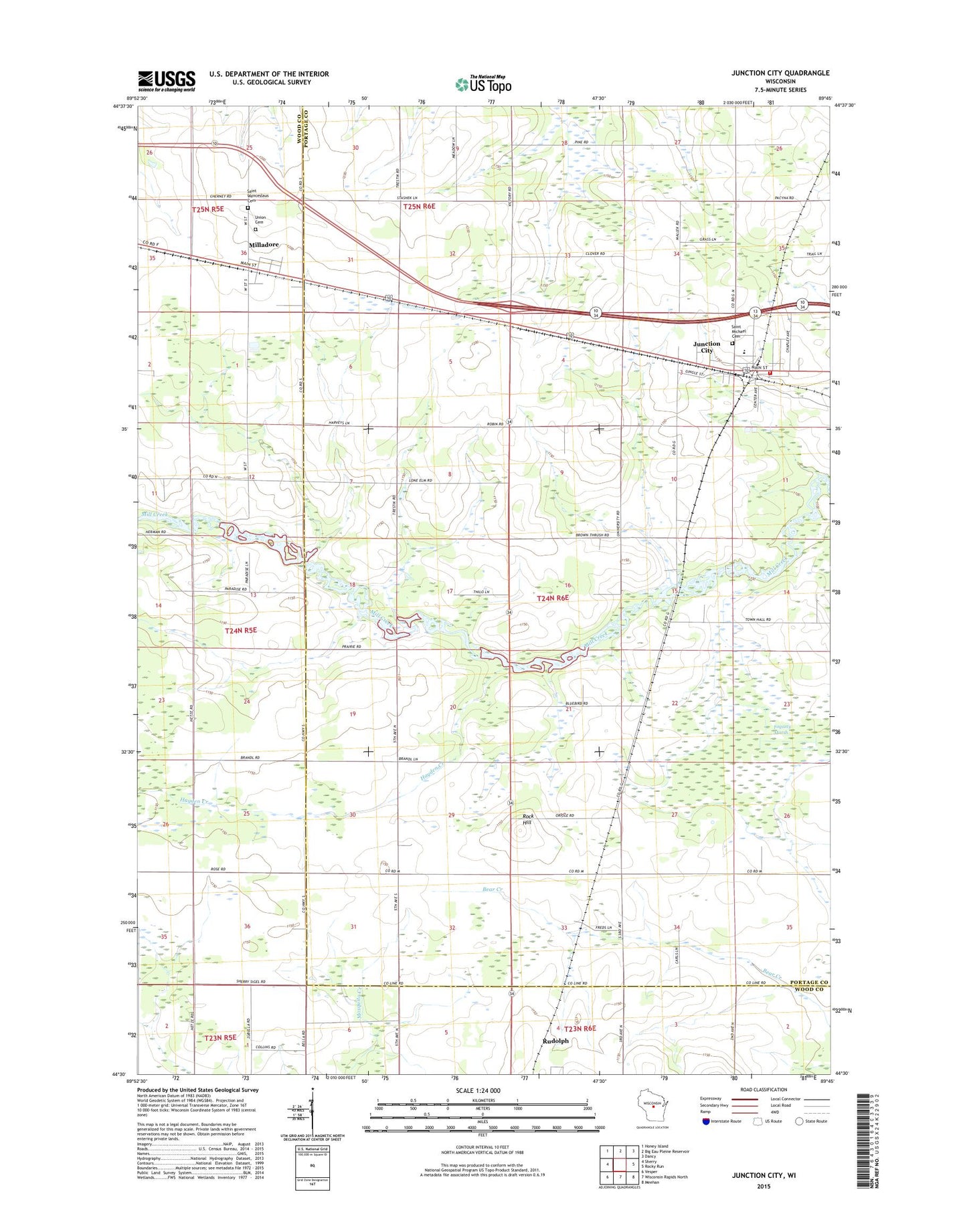 Junction City Wisconsin US Topo Map Image