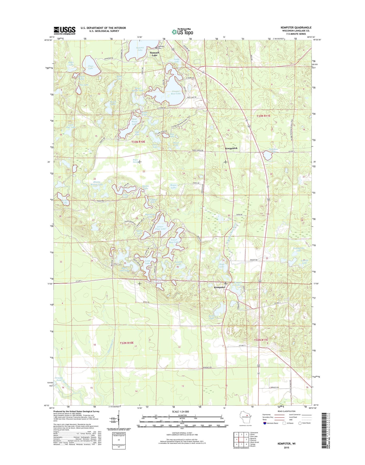 Kempster Wisconsin US Topo Map Image