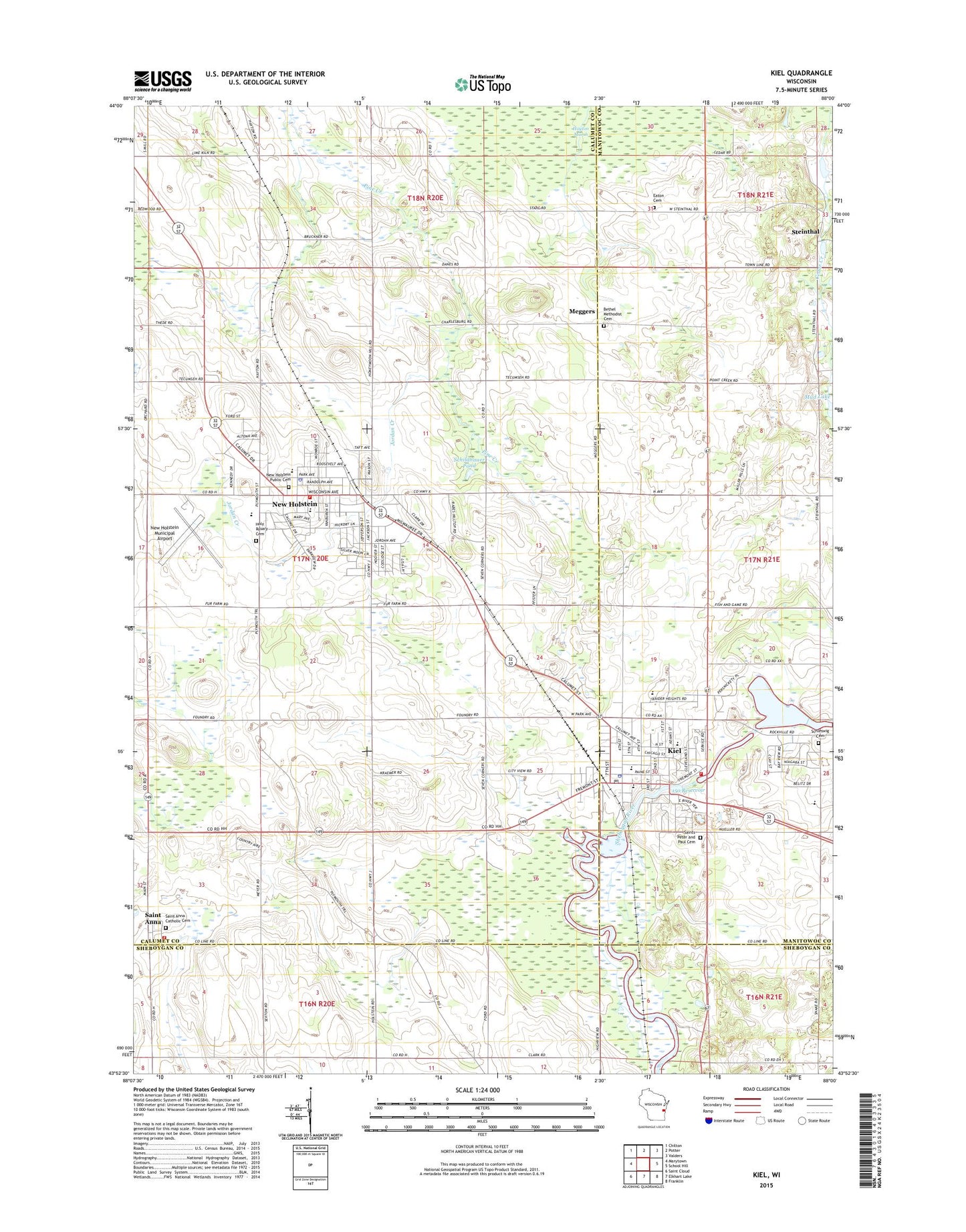 Kiel Wisconsin US Topo Map Image