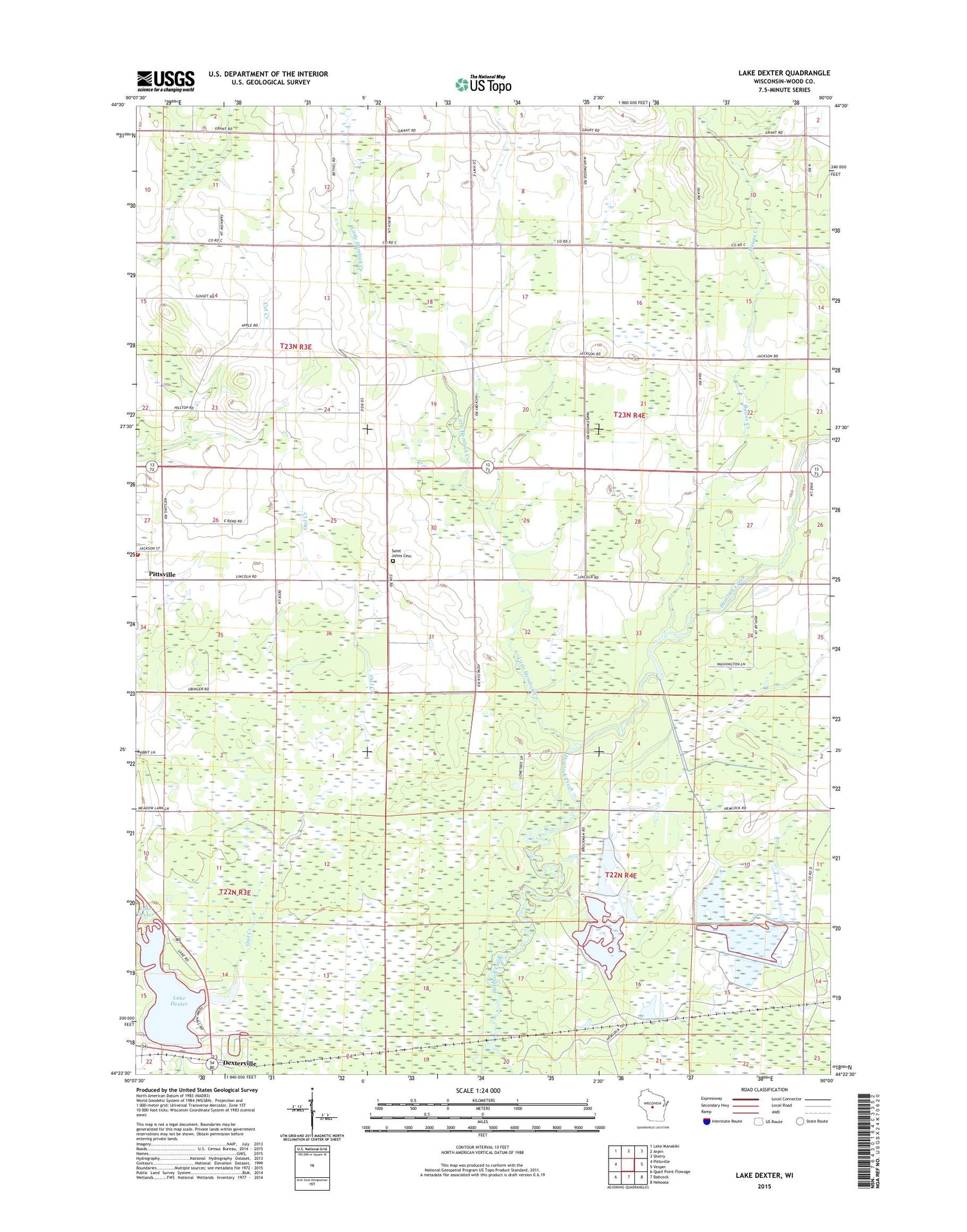 Lake Dexter Wisconsin US Topo Map Image