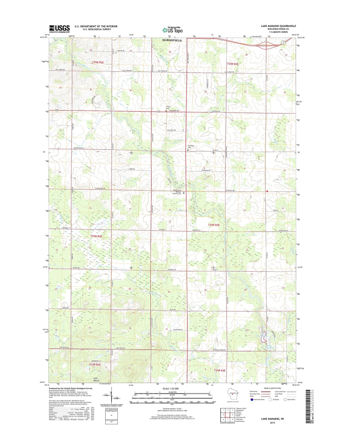 Lake Manakiki Wisconsin US Topo Map Image