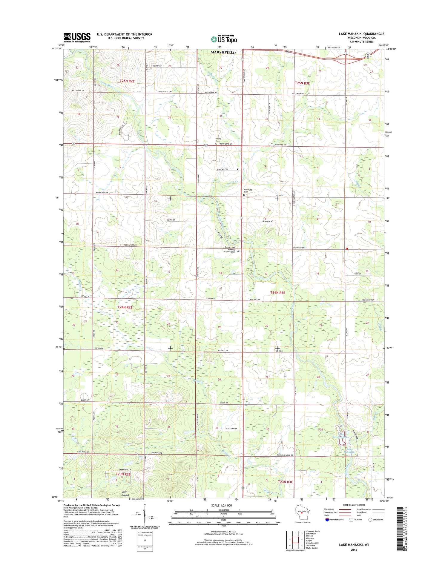 Lake Manakiki Wisconsin US Topo Map Image