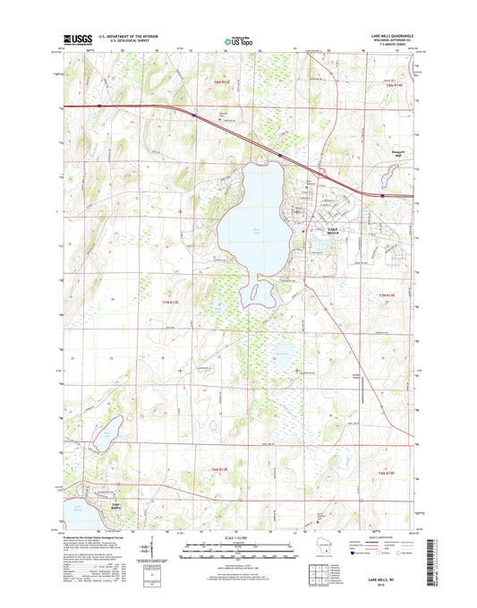 Lake Mills Wisconsin US Topo Map Image