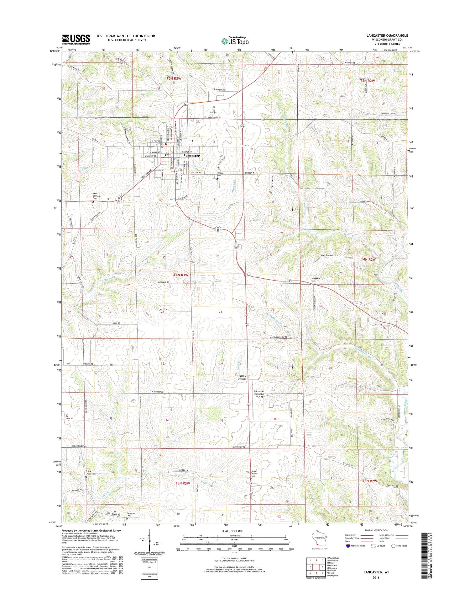 Lancaster Wisconsin US Topo Map Image