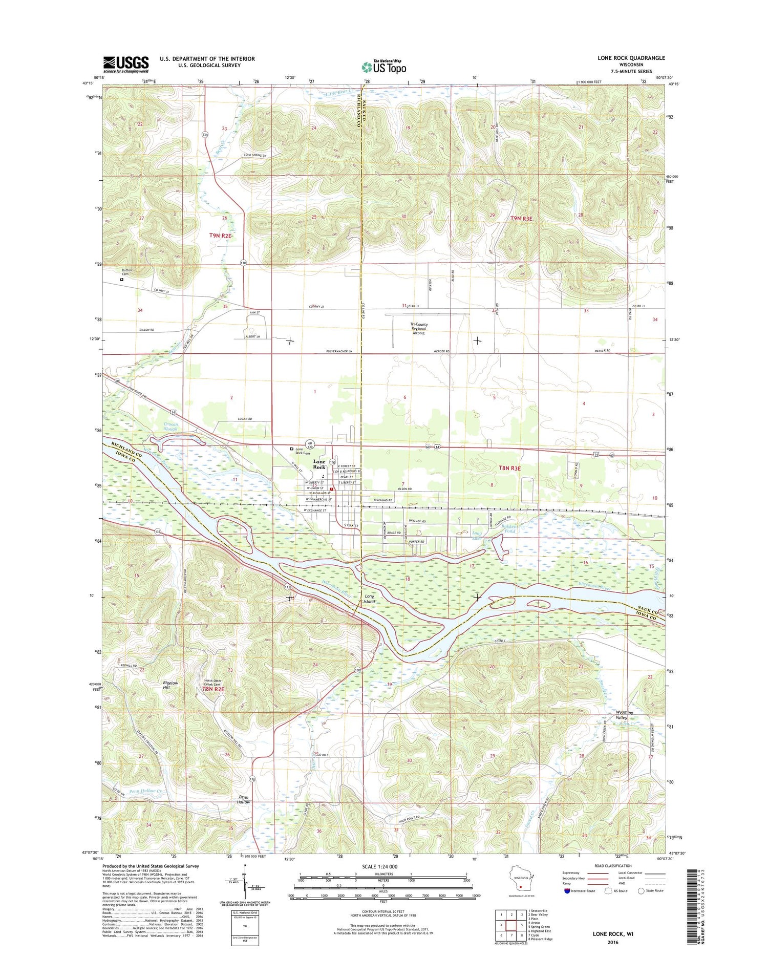 Lone Rock Wisconsin US Topo Map Image
