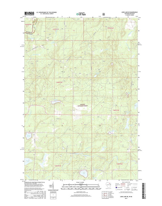 Long Lake NE Wisconsin US Topo Map Image