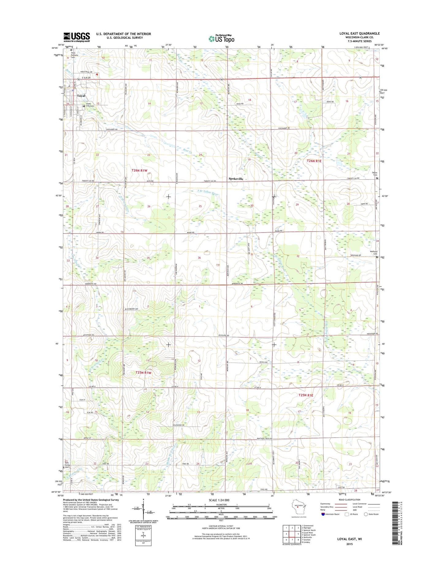 Loyal East Wisconsin US Topo Map Image