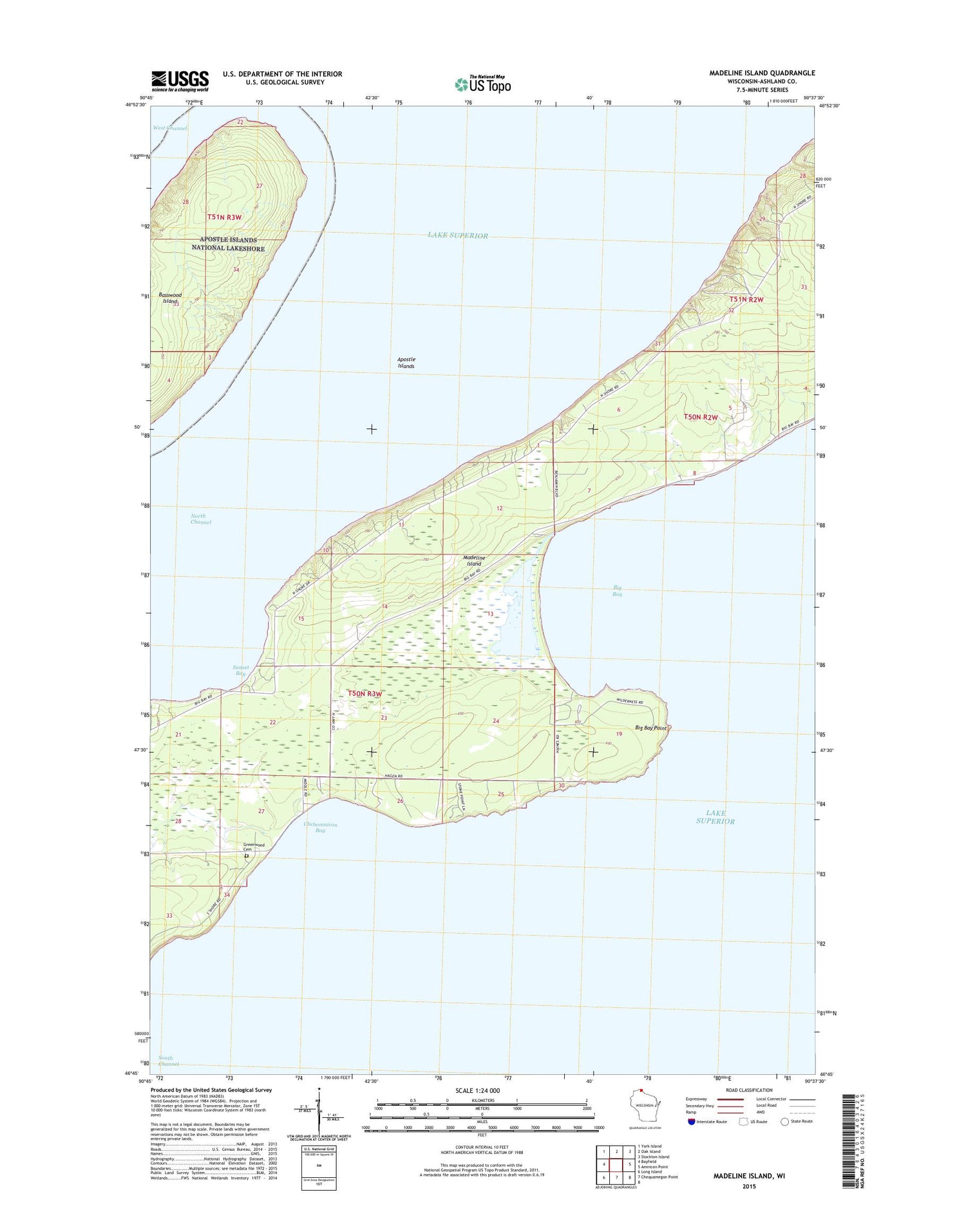 Madeline Island Wisconsin US Topo Map Image