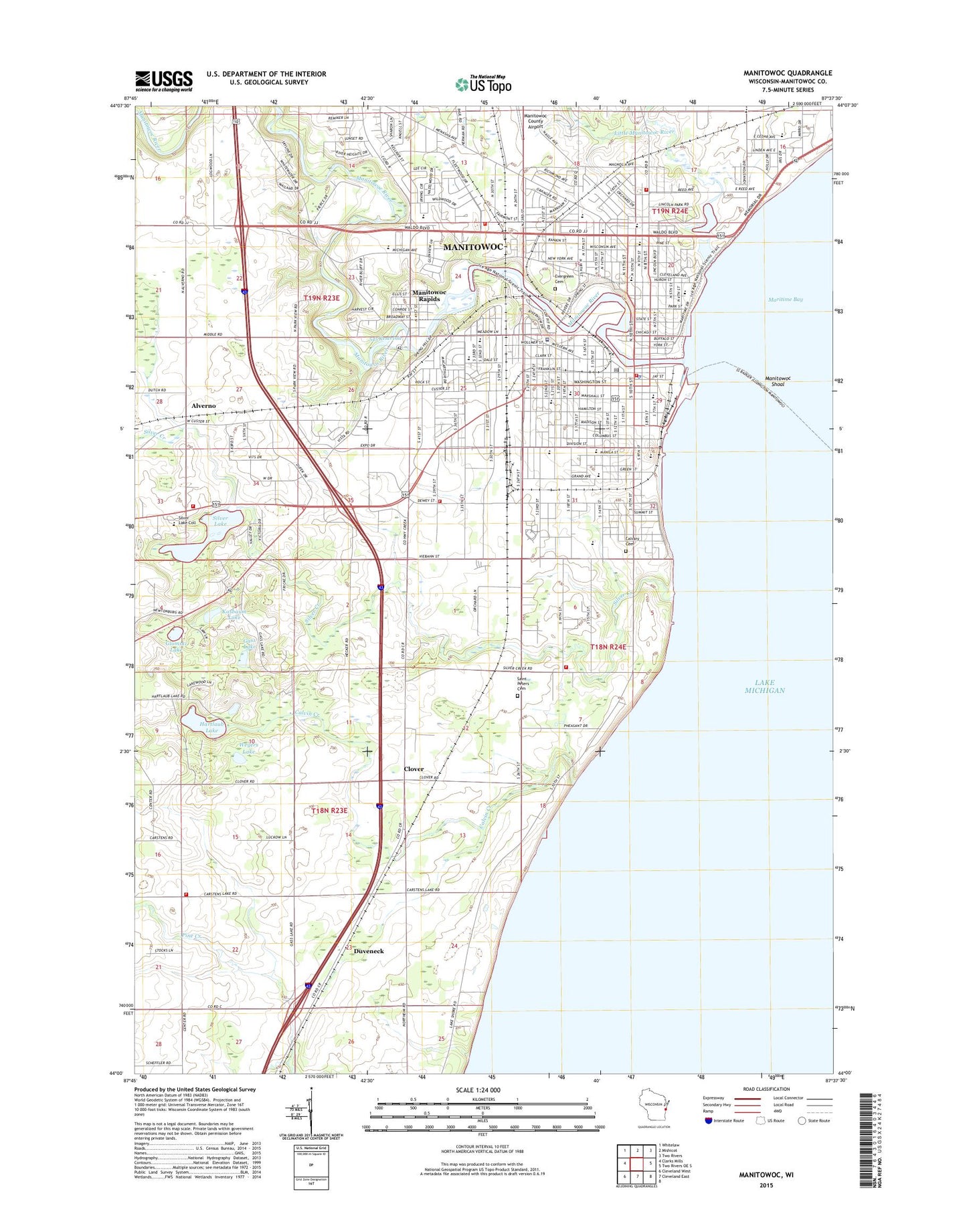 Manitowoc Wisconsin US Topo Map Image