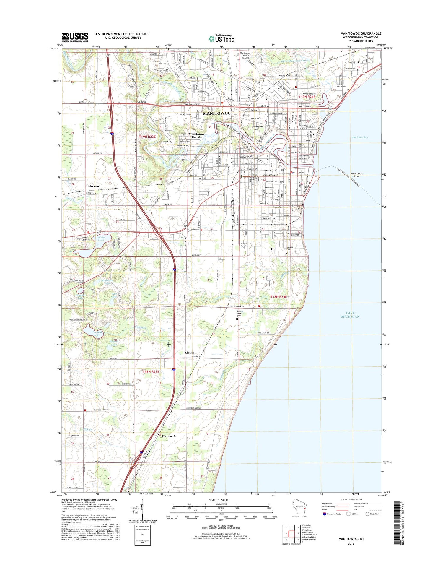Manitowoc Wisconsin US Topo Map Image