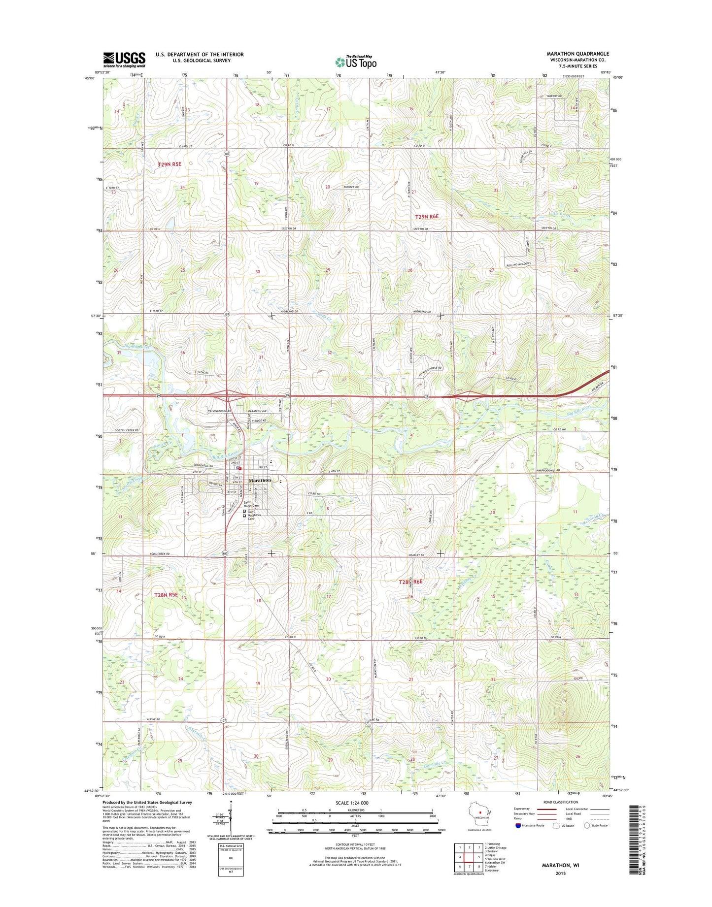 Marathon Wisconsin US Topo Map Image