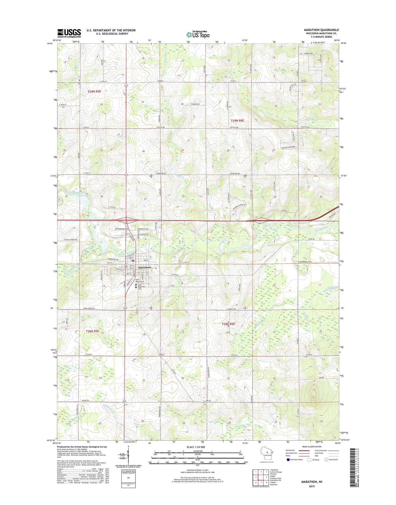 Marathon Wisconsin US Topo Map Image