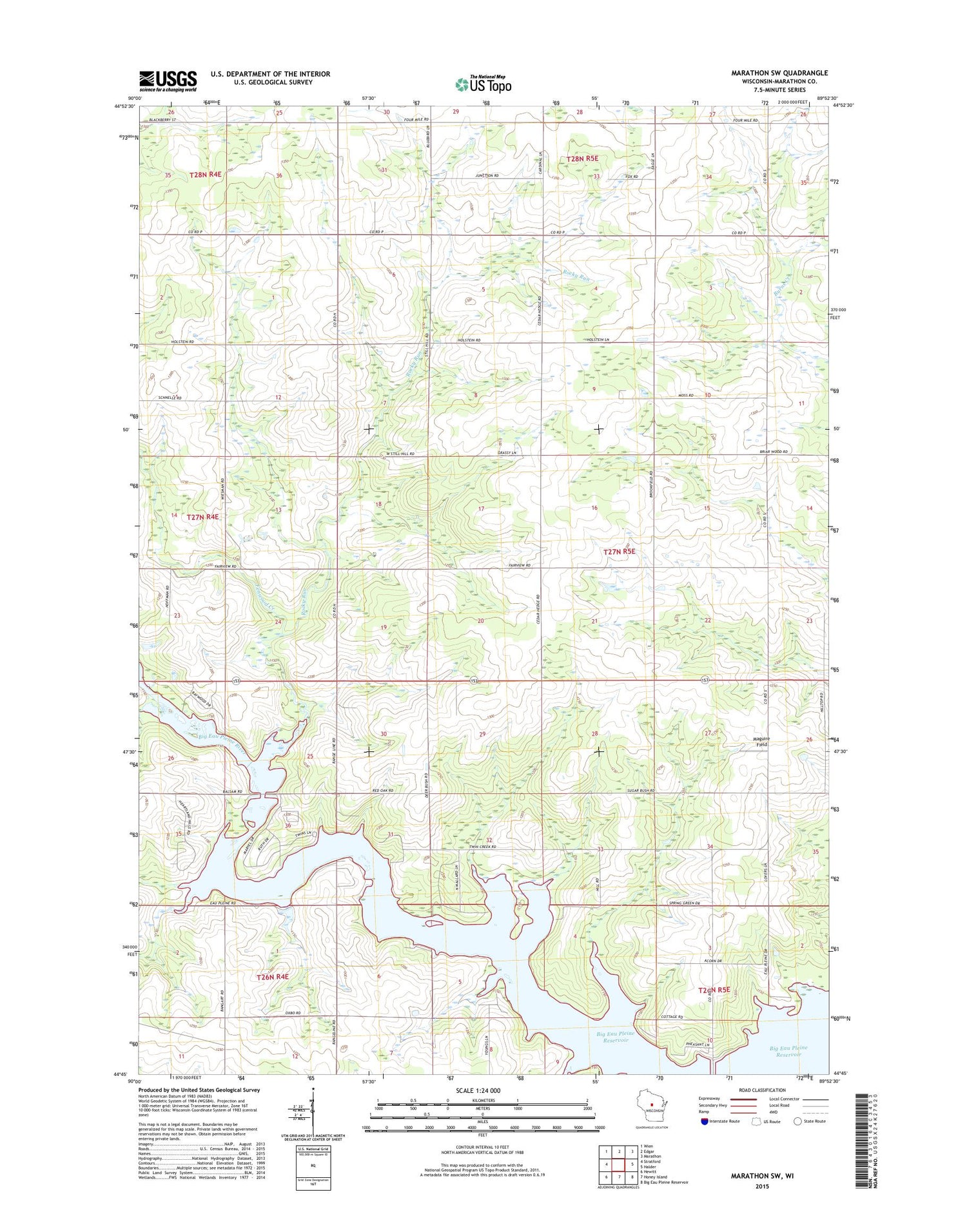 Marathon SW Wisconsin US Topo Map Image