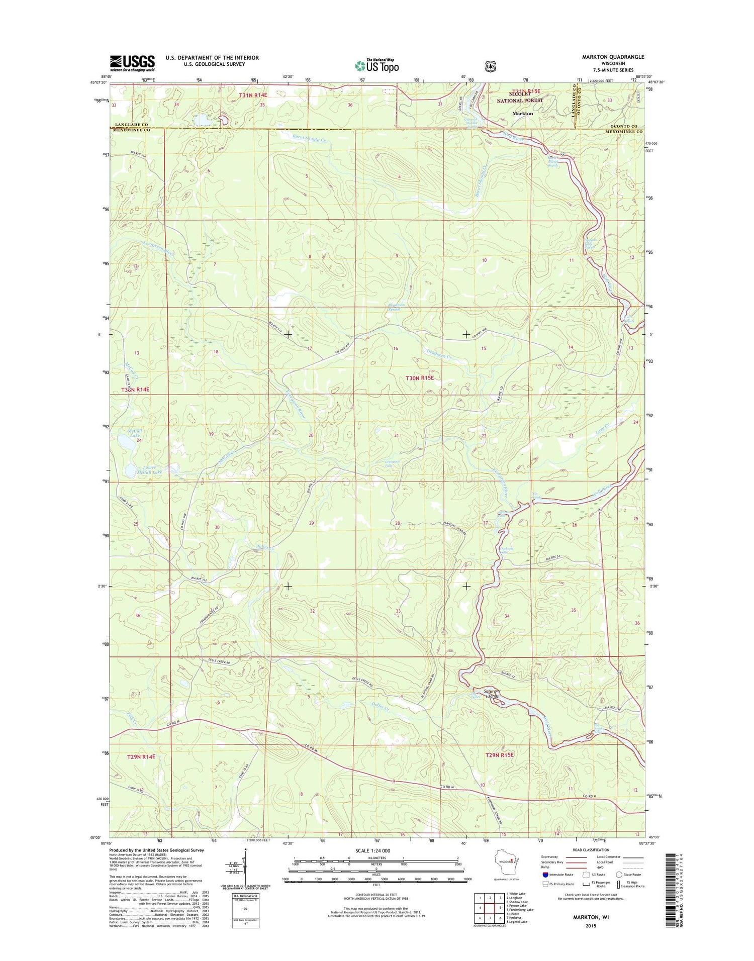Markton Wisconsin US Topo Map Image
