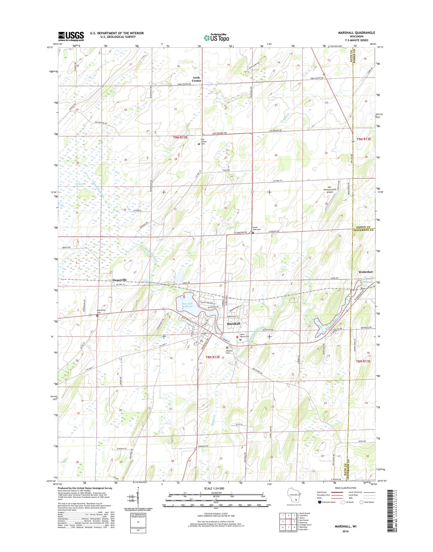 Marshall Wisconsin US Topo Map Image