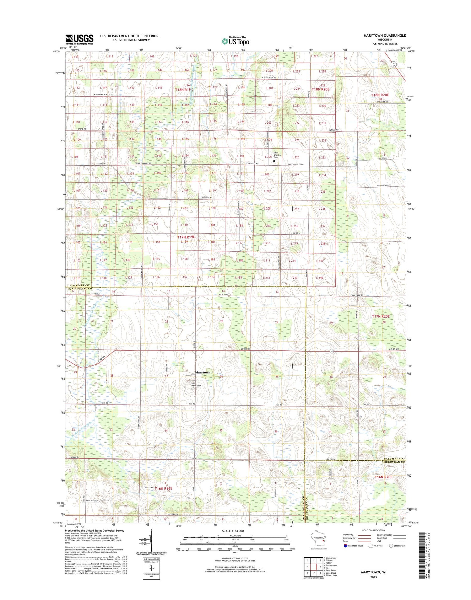 Marytown Wisconsin US Topo Map Image