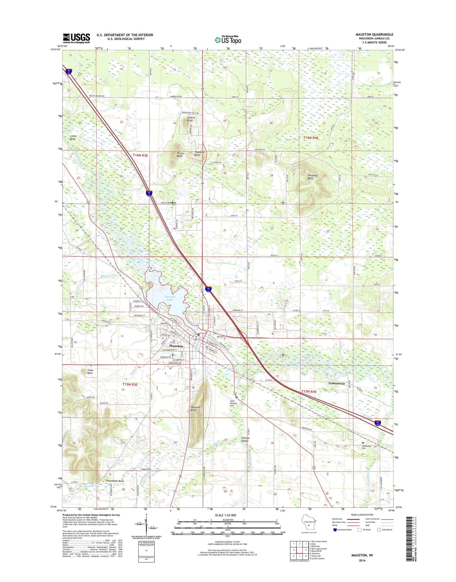 Mauston Wisconsin US Topo Map Image
