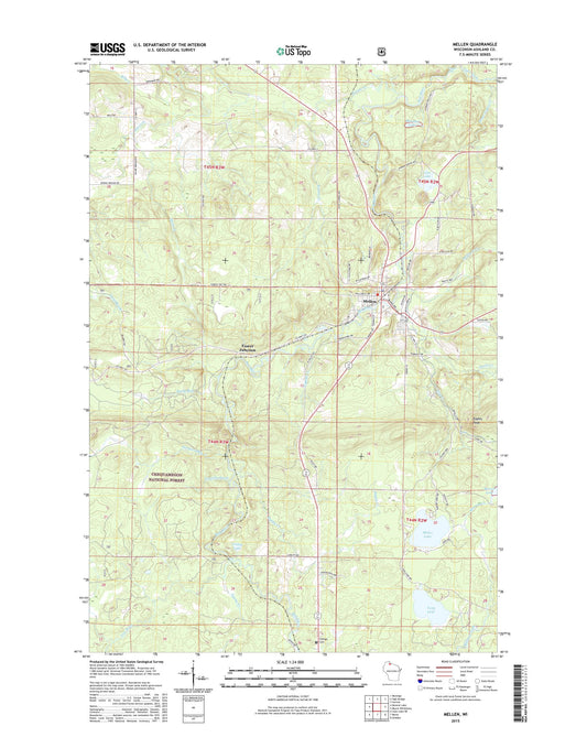 Mellen Wisconsin US Topo Map Image