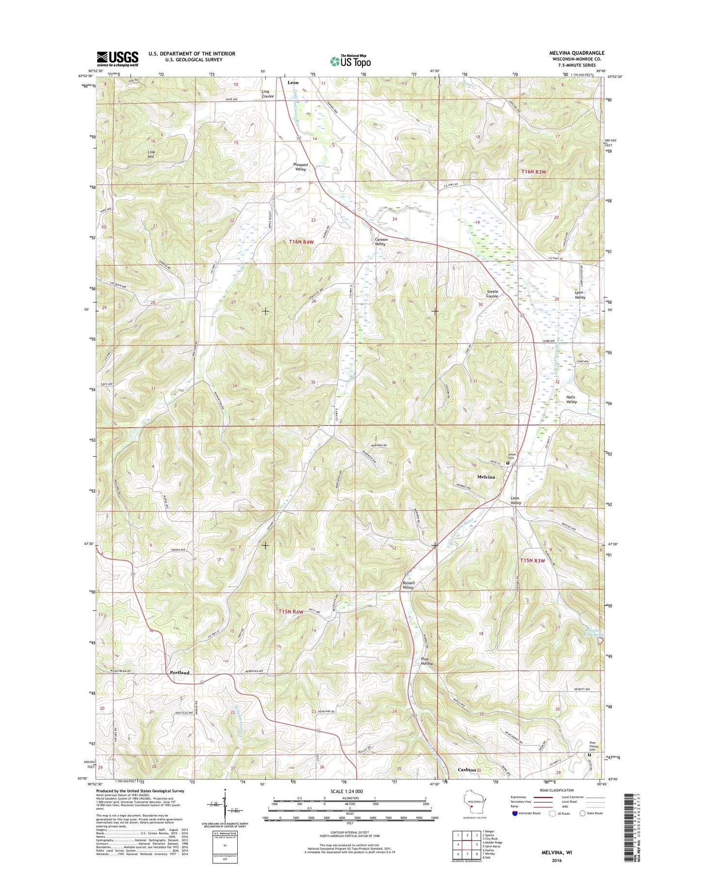 Melvina Wisconsin US Topo Map Image