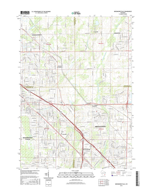 Menomonee Falls Wisconsin US Topo Map Image