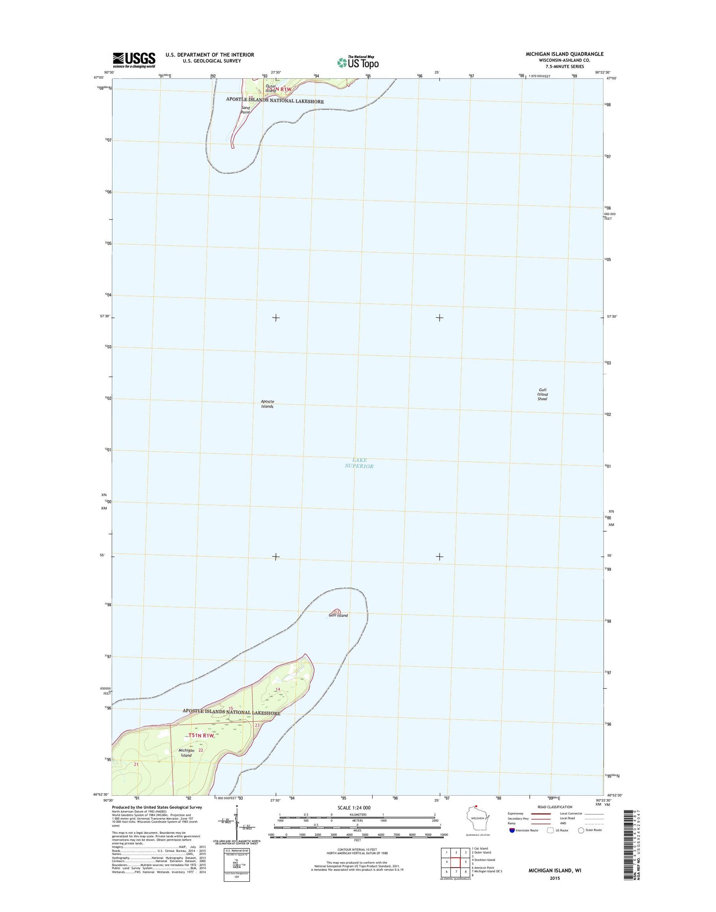 Michigan Island Wisconsin US Topo Map Image