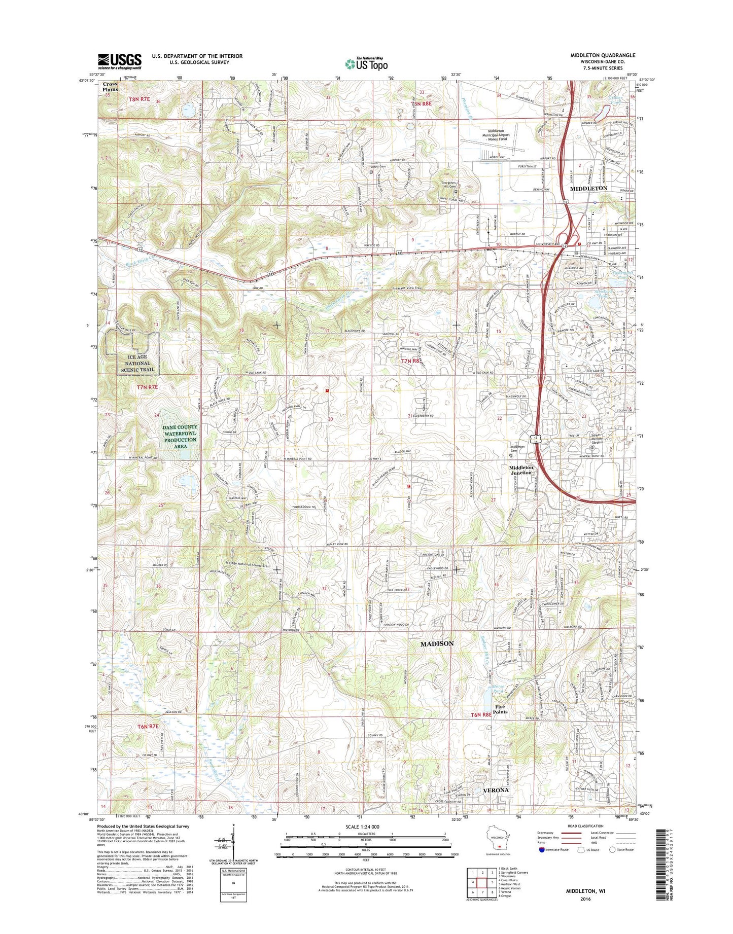 Middleton Wisconsin US Topo Map Image