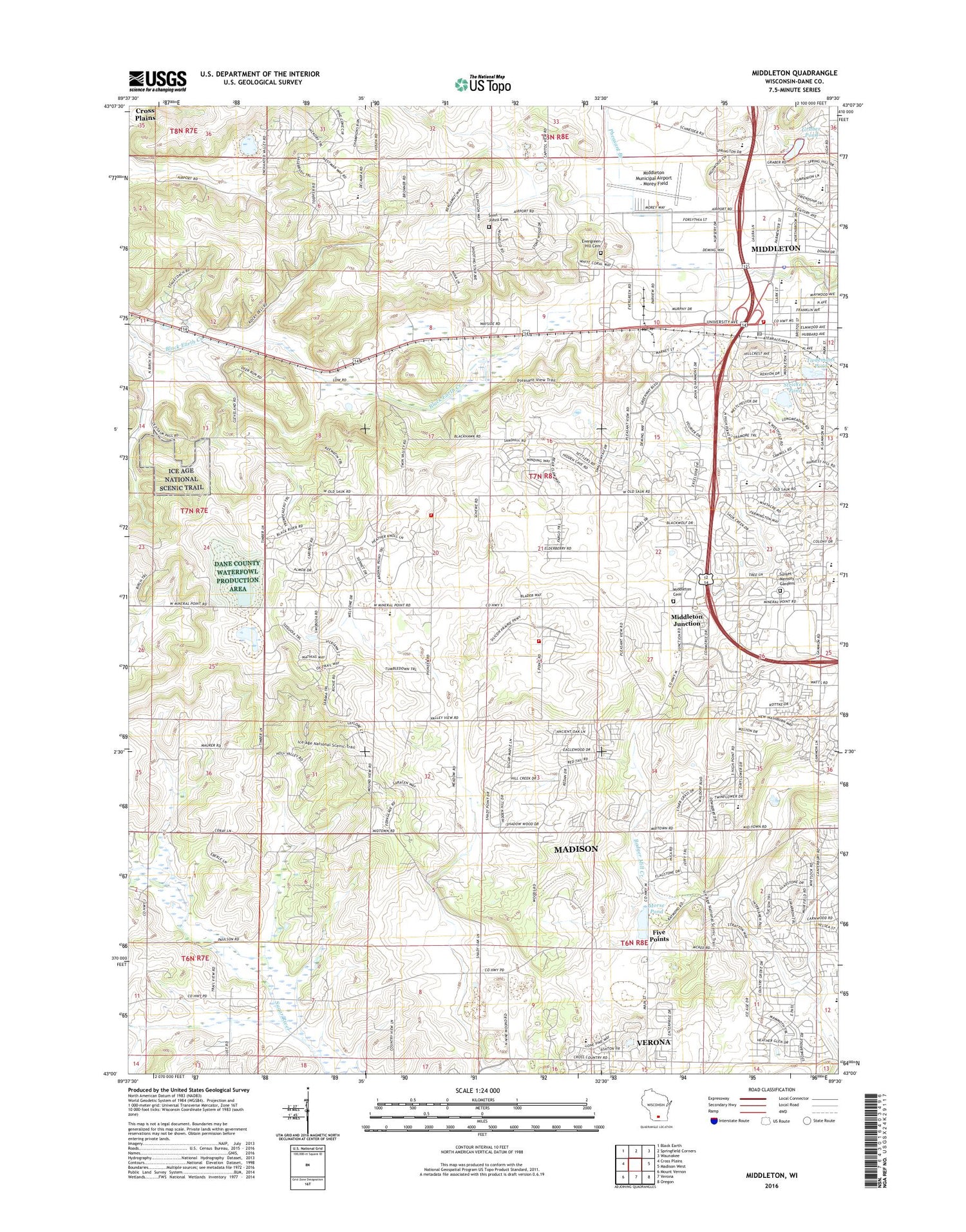Middleton Wisconsin US Topo Map Image