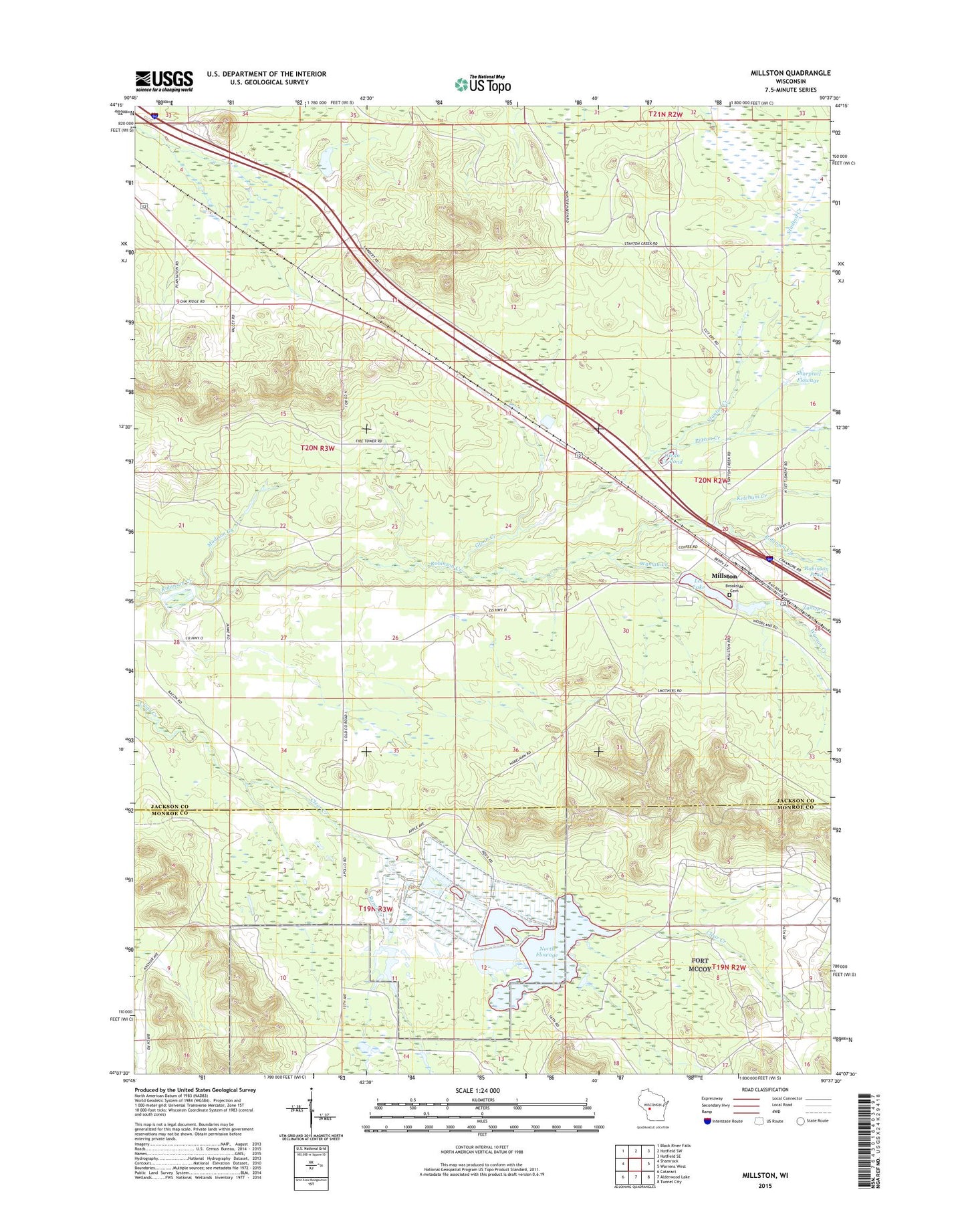 Millston Wisconsin US Topo Map Image