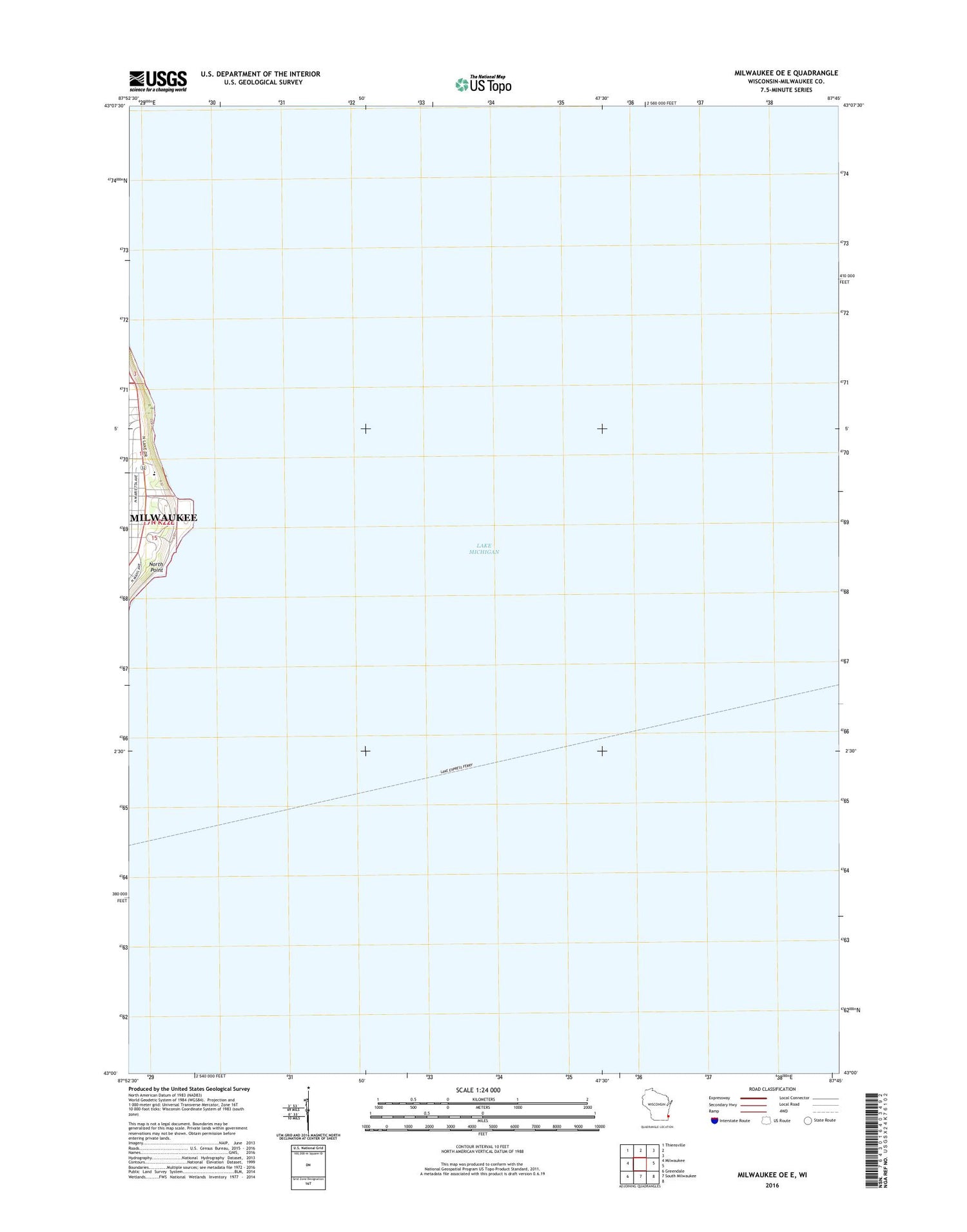 Milwaukee OE E Wisconsin US Topo Map Image